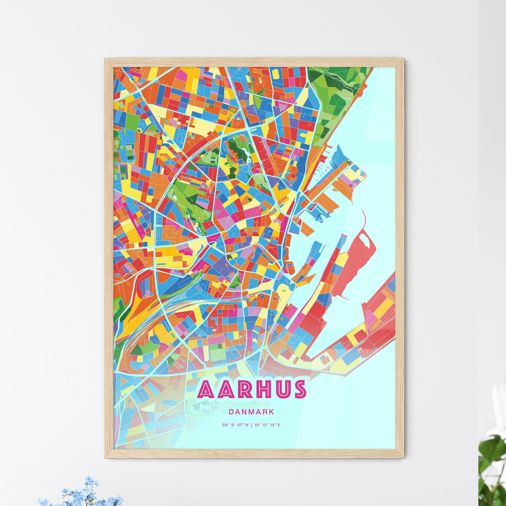 Colorful Aarhus Denmark Fine Art Map Crazy Colors