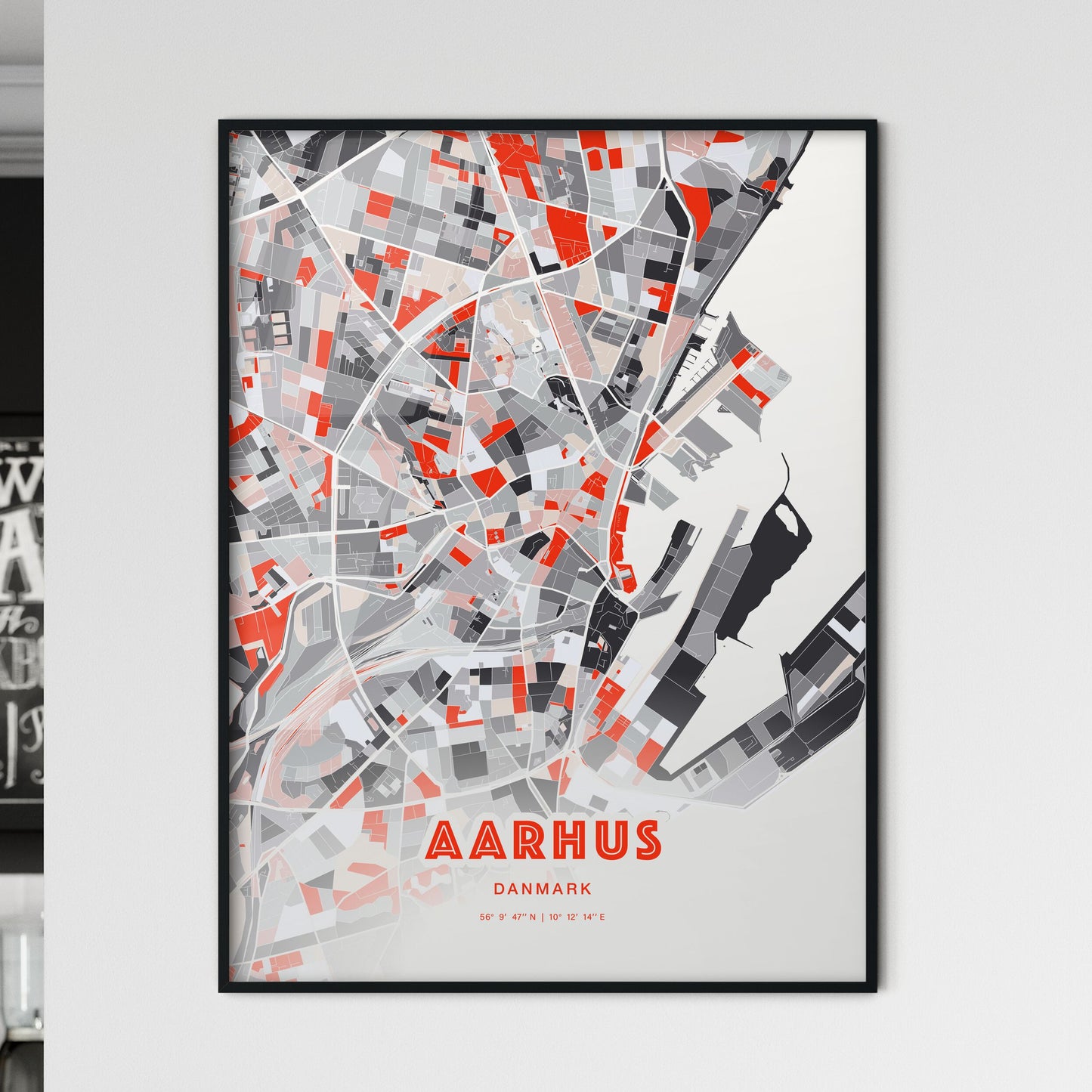 Colorful Aarhus Denmark Fine Art Map Modern Expressive
