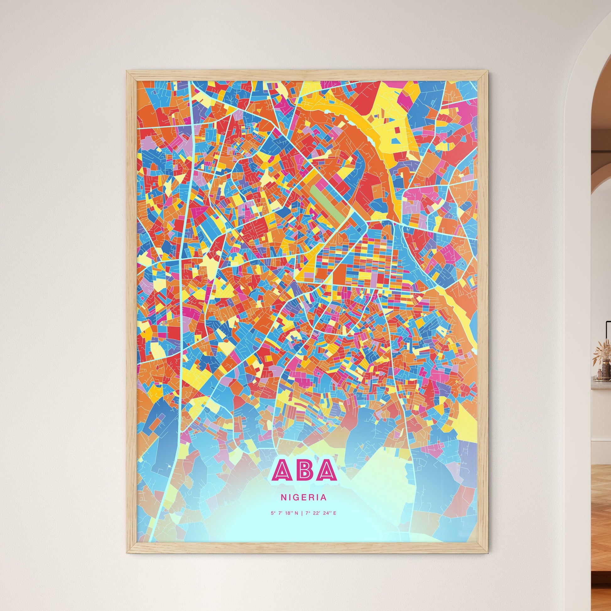 Colorful Aba Nigeria Fine Art Map Crazy Colors