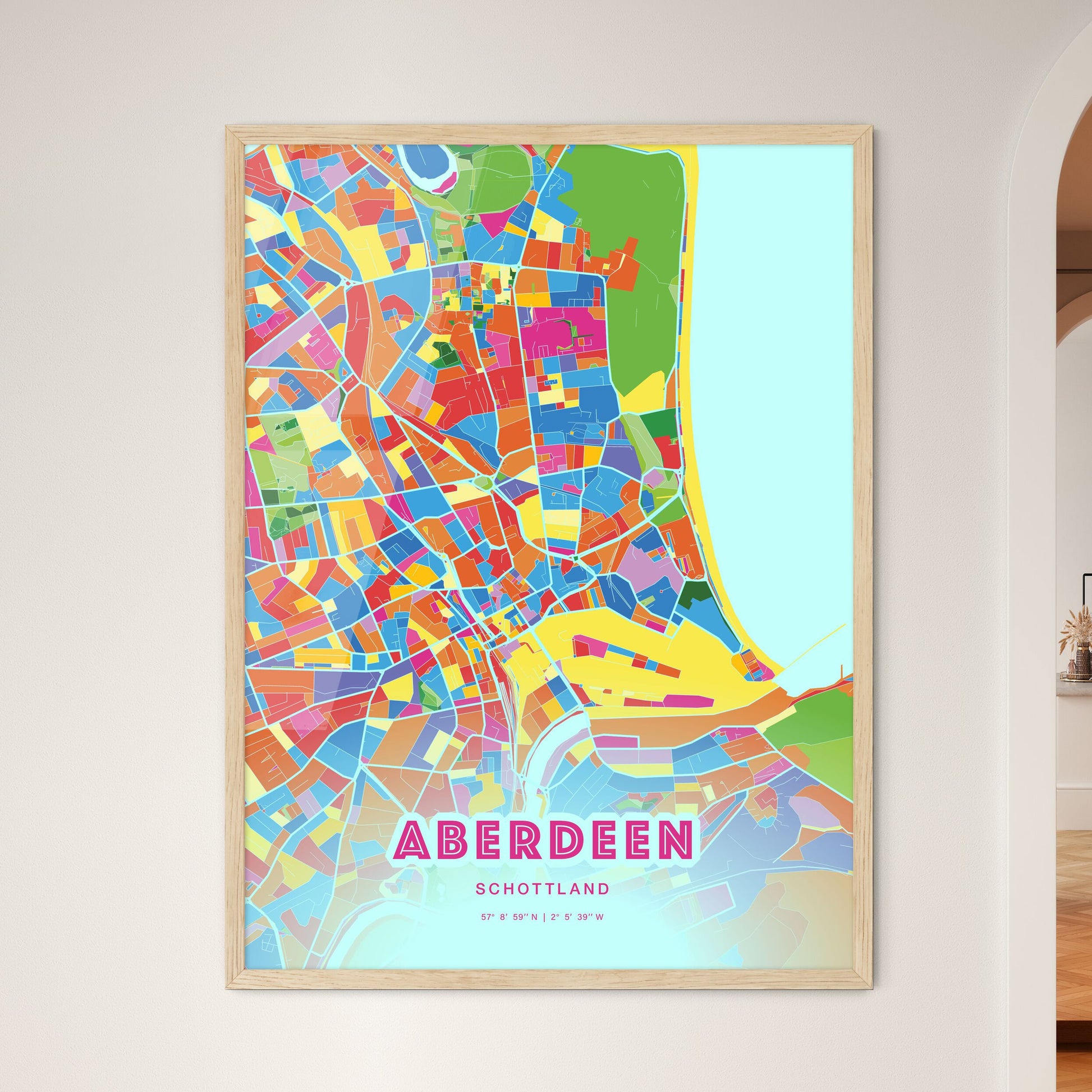 Colorful Aberdeen Scotland Fine Art Map Crazy Colors