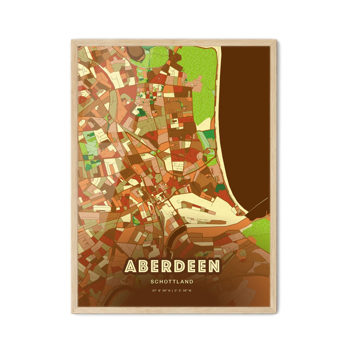 Colorful Aberdeen Scotland Fine Art Map Farmhouse