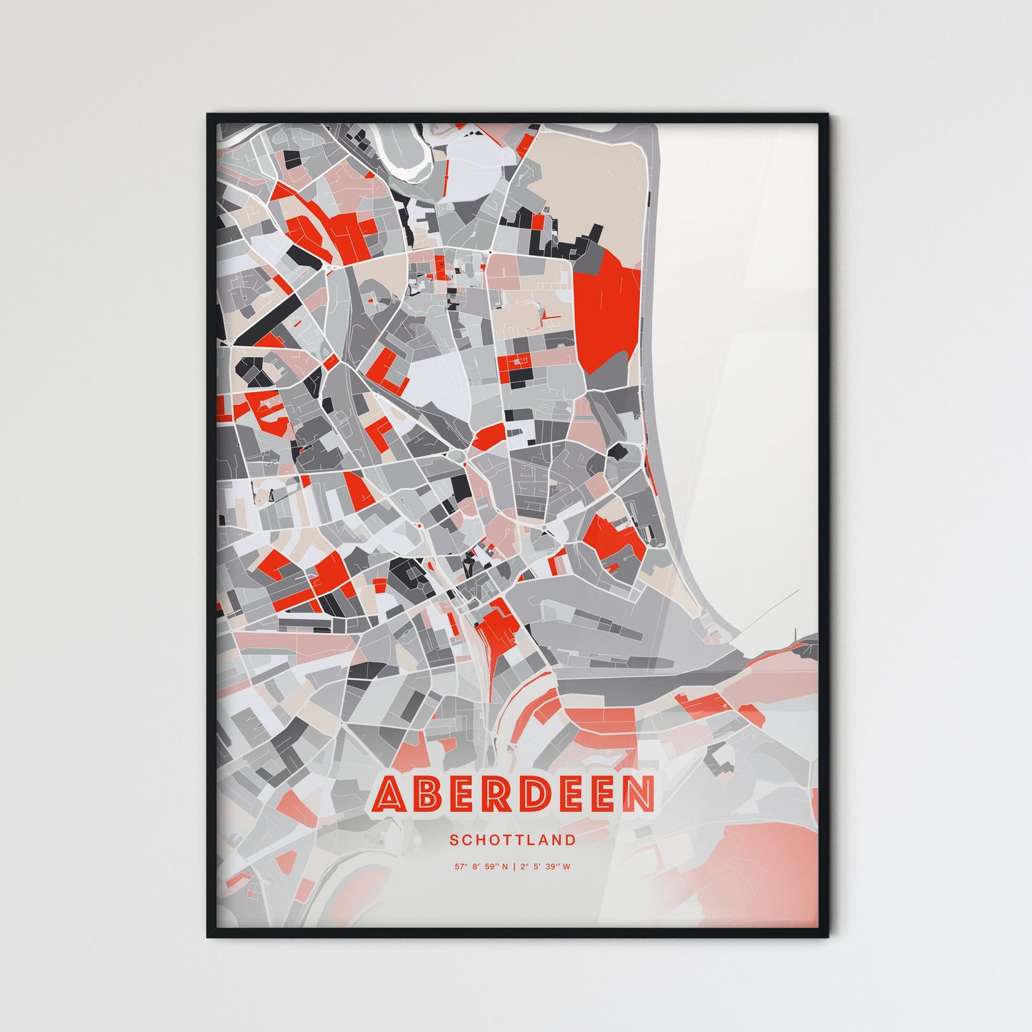 Colorful Aberdeen Scotland Fine Art Map Modern Expressive