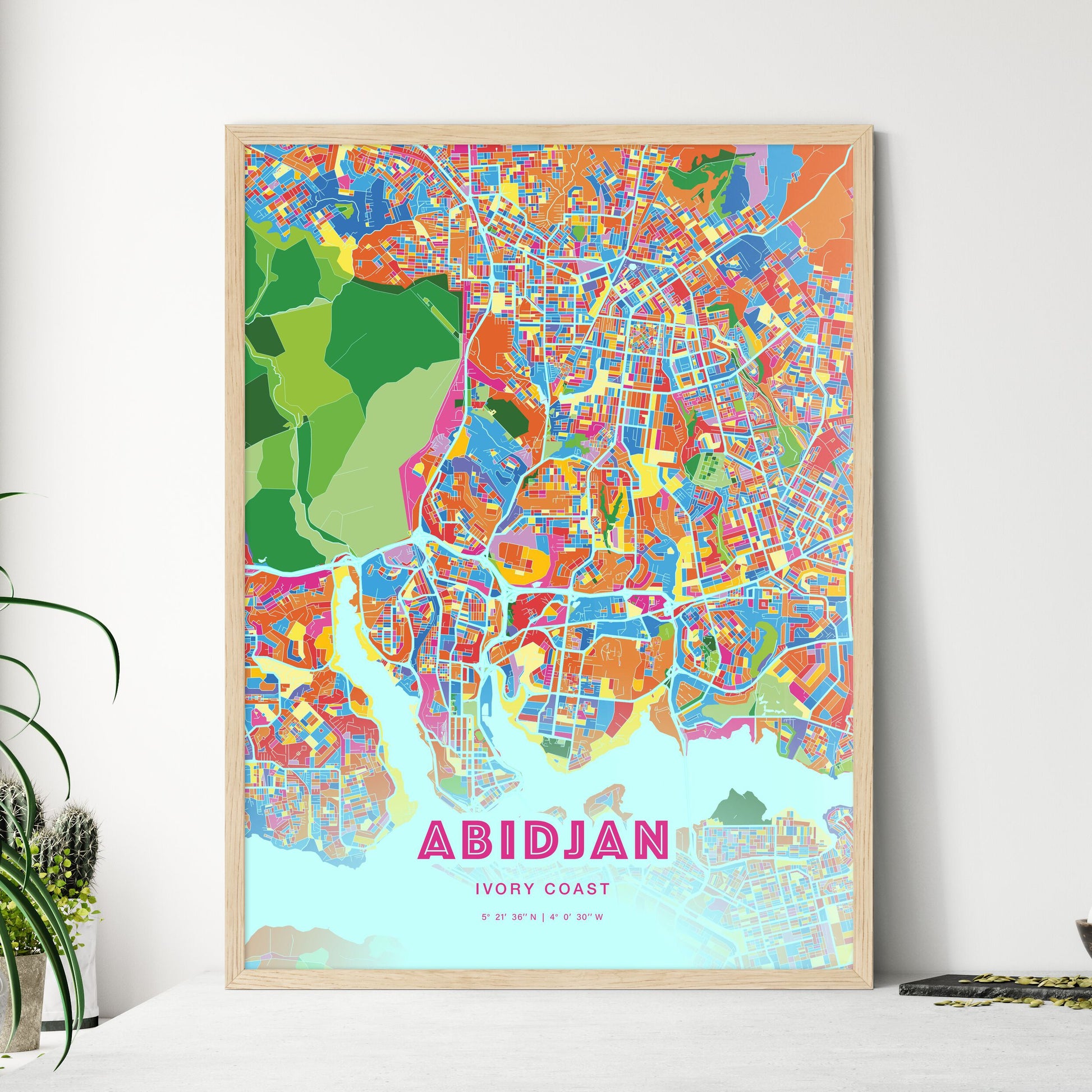 Colorful Abidjan Ivory Coast Fine Art Map Crazy Colors