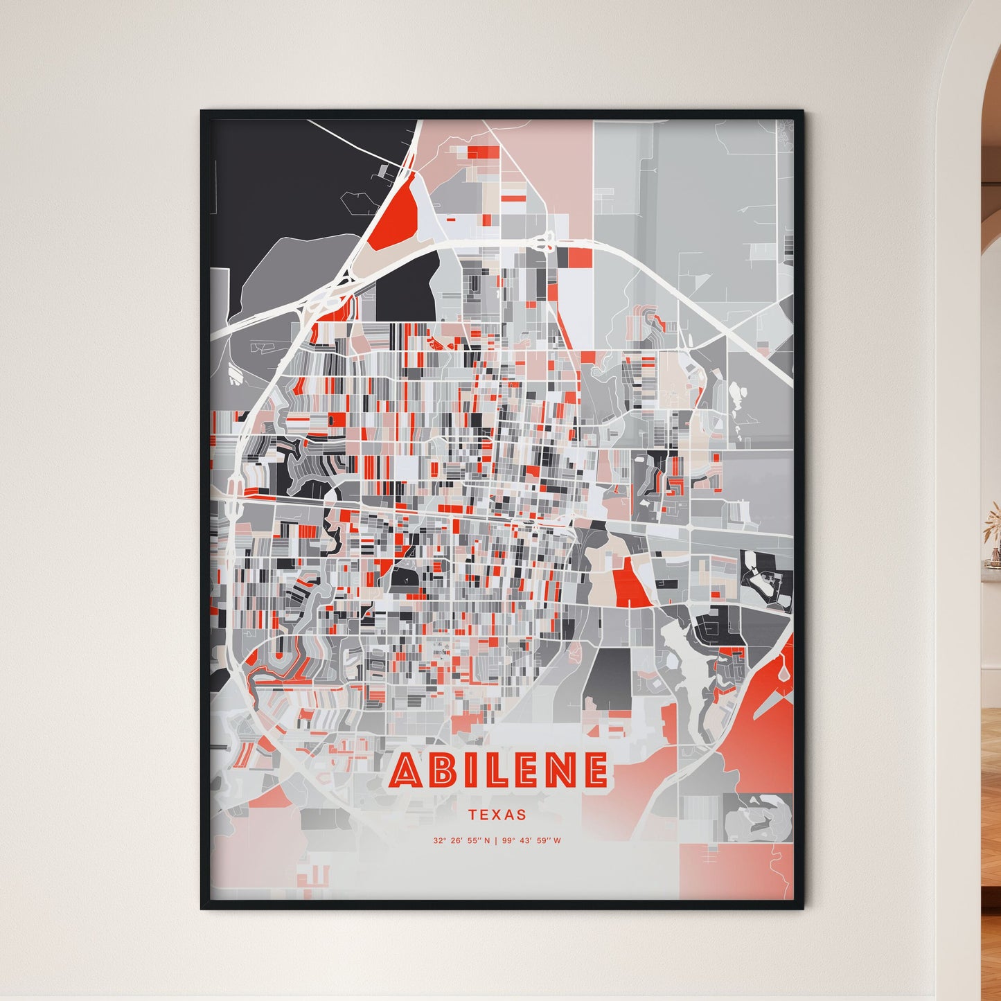 Colorful Abilene Texas Fine Art Map Modern Expressive