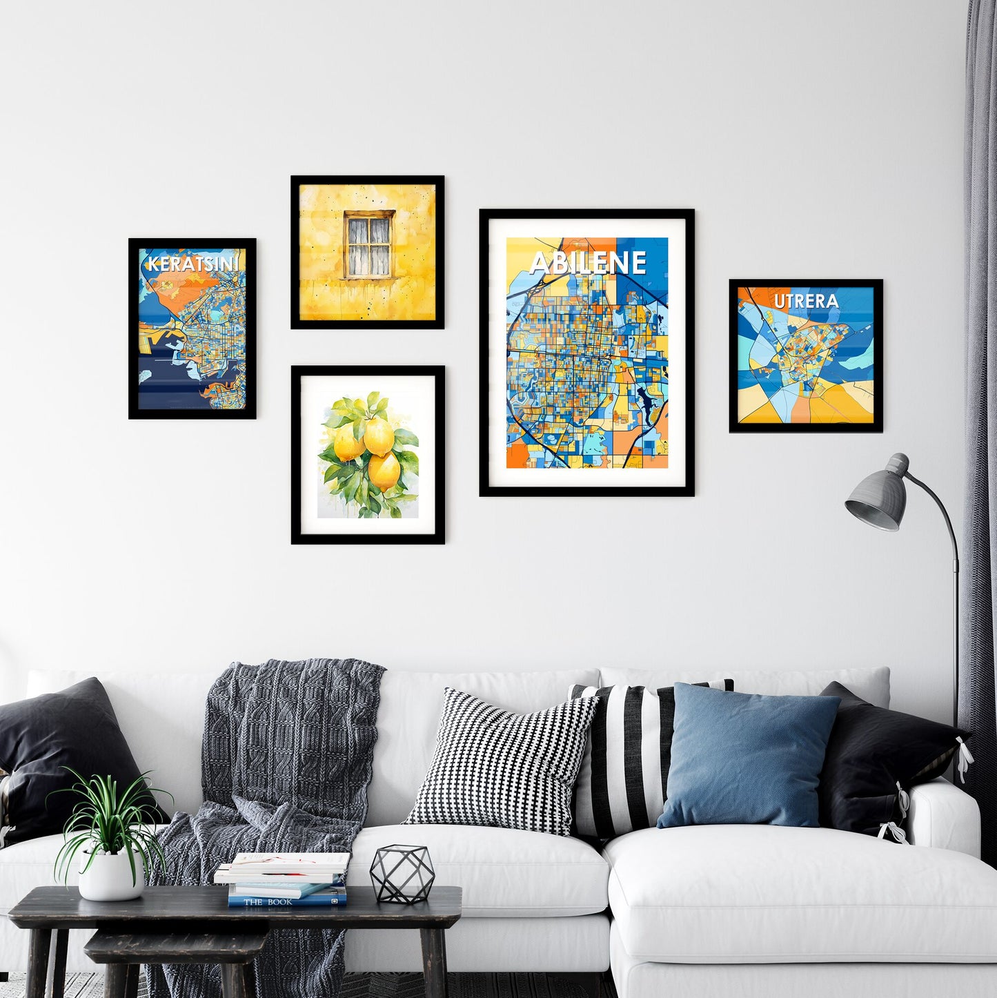 ABILENE TEXAS Vibrant Colorful Art Map Poster Blue Orange