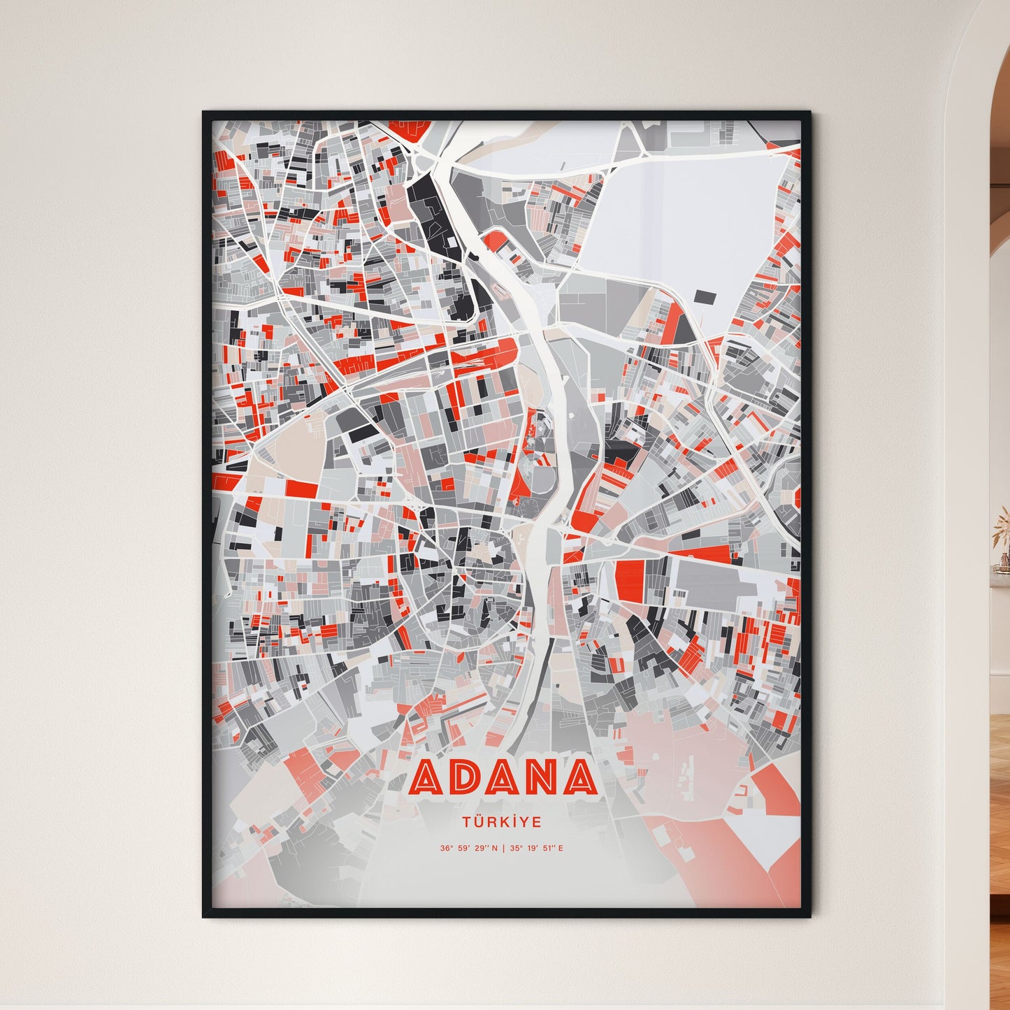 Colorful Adana Turkey Fine Art Map Modern Expressive