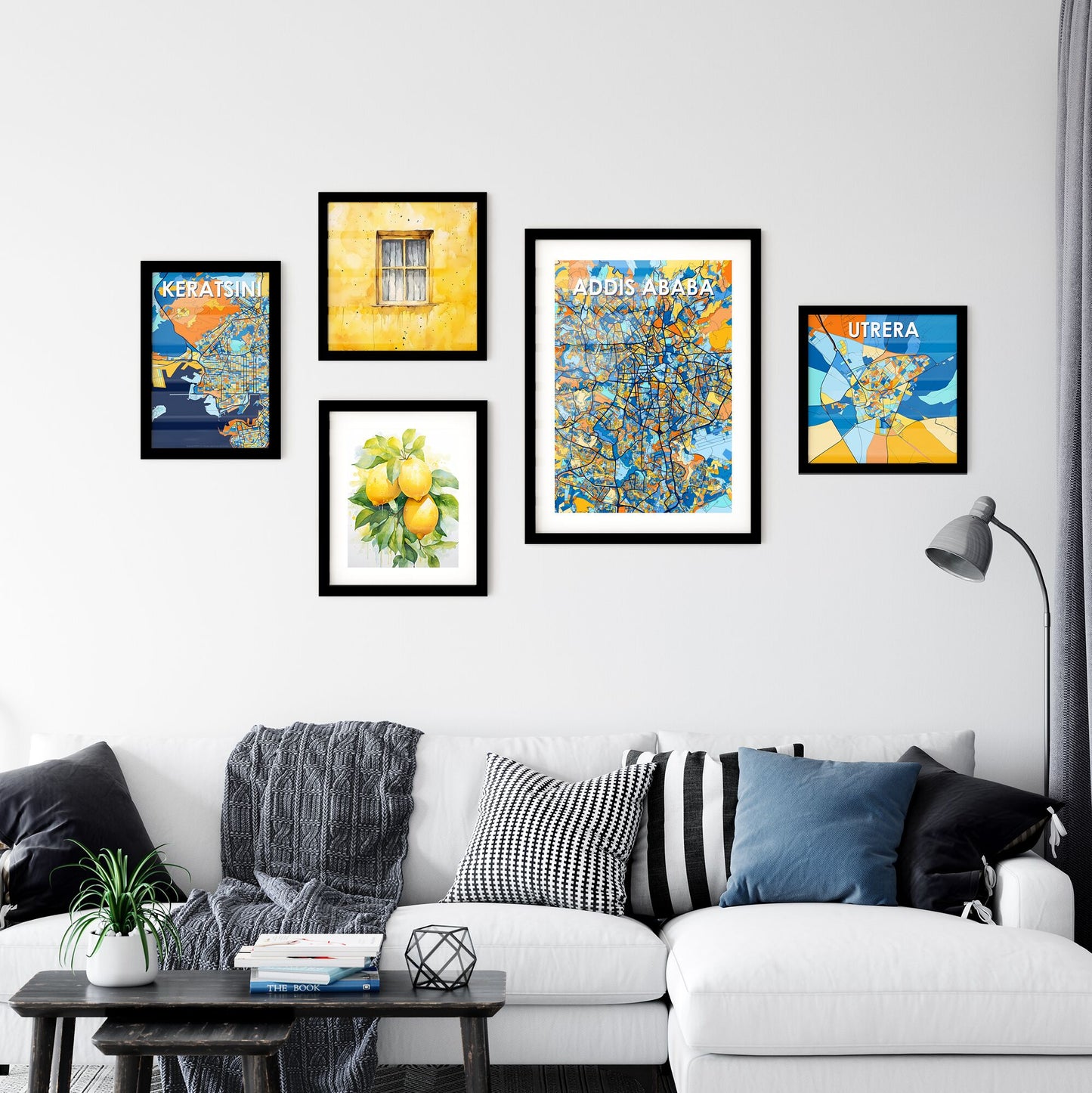 ADDIS ABABA ETHIOPIA Vibrant Colorful Art Map Poster Blue Orange