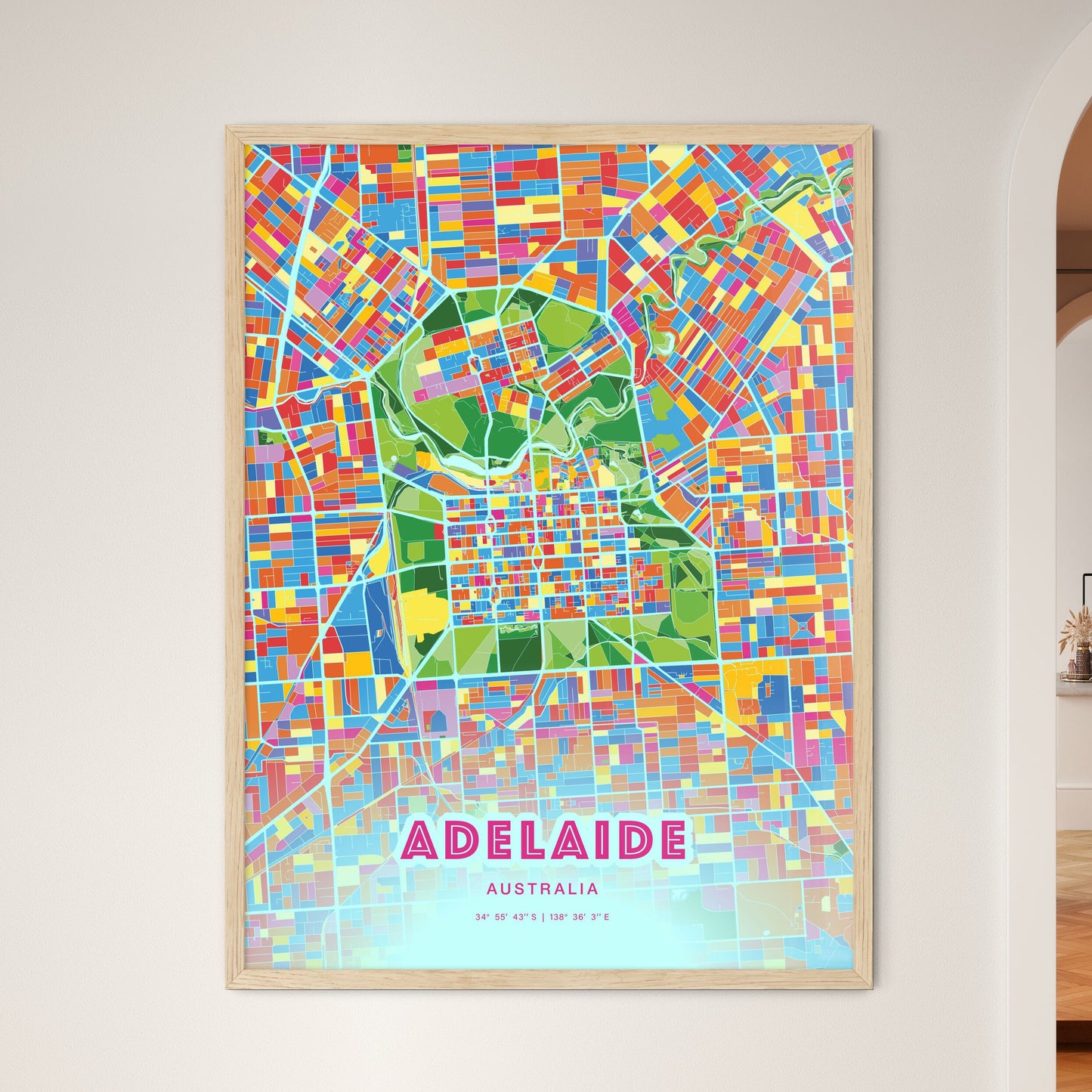 Colorful Adelaide Australia Fine Art Map Crazy Colors
