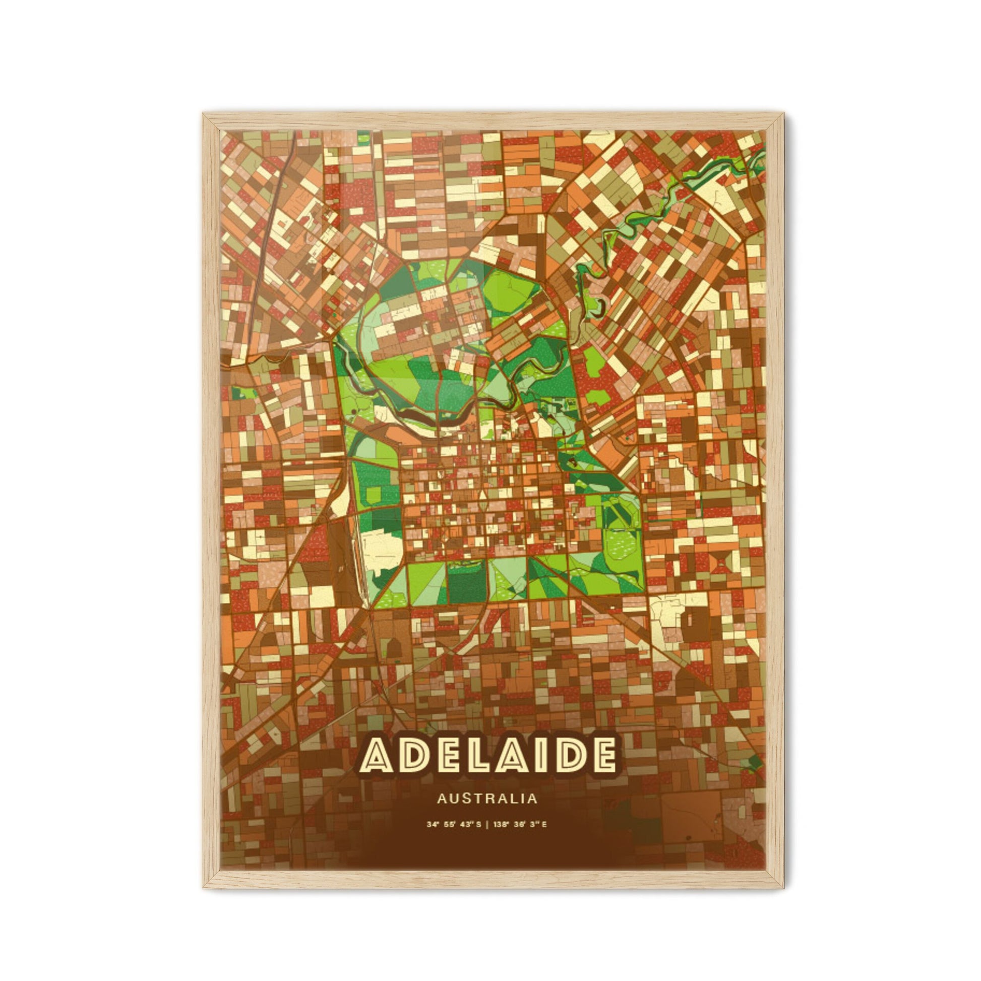 Colorful Adelaide Australia Fine Art Map Farmhouse