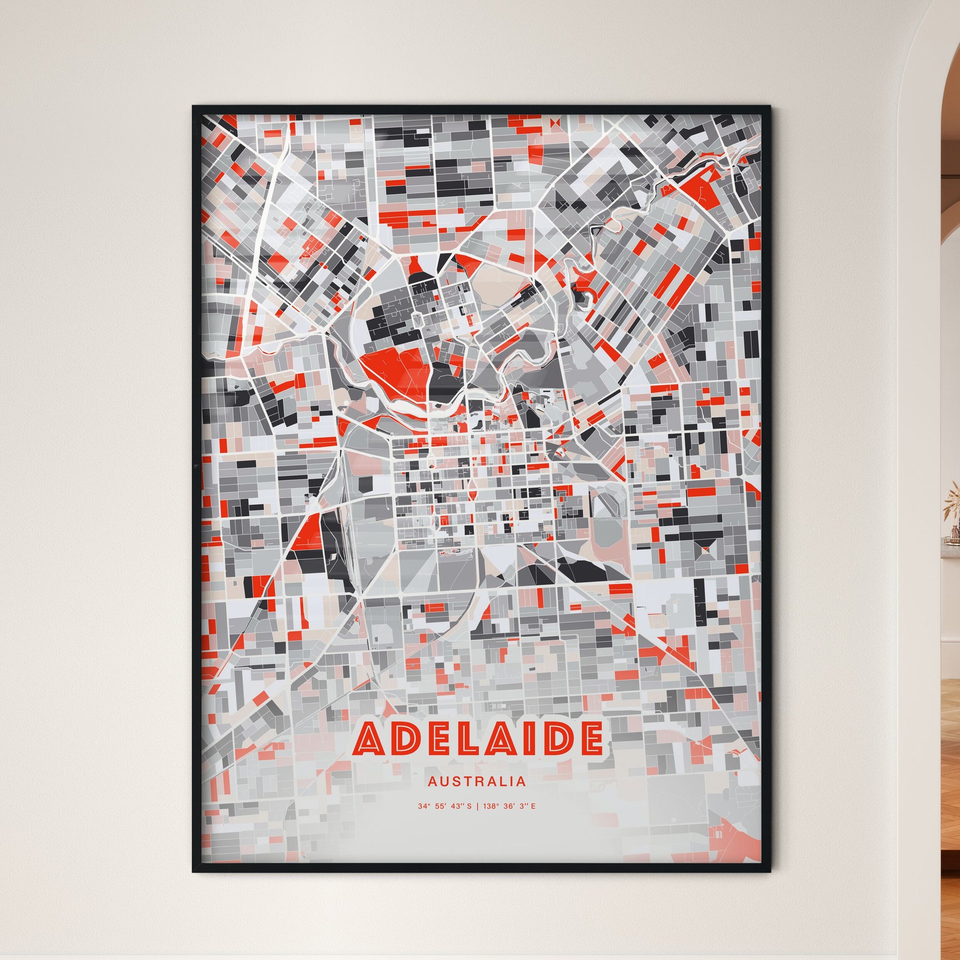 Colorful Adelaide Australia Fine Art Map Modern Expressive