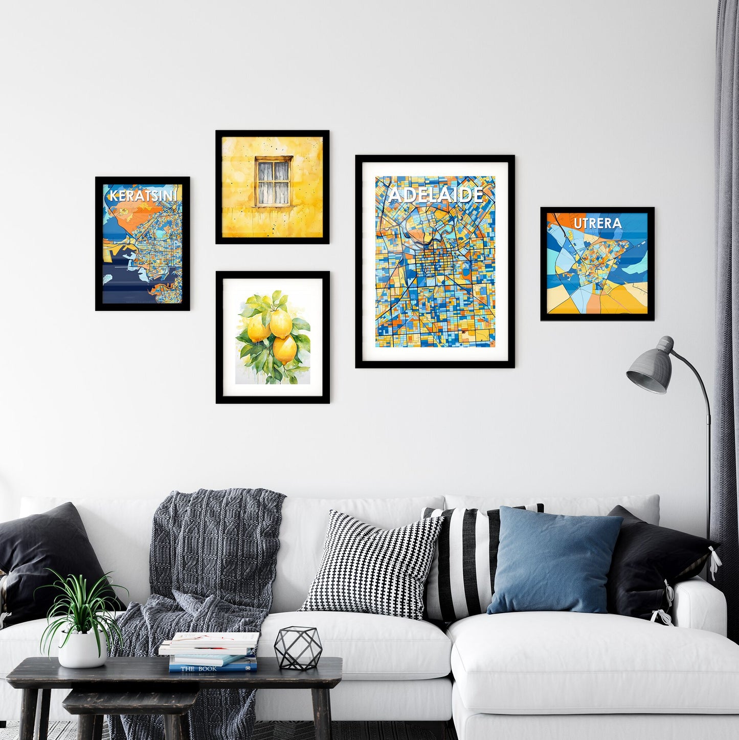 ADELAIDE AUSTRALIA Vibrant Colorful Art Map Poster Blue Orange