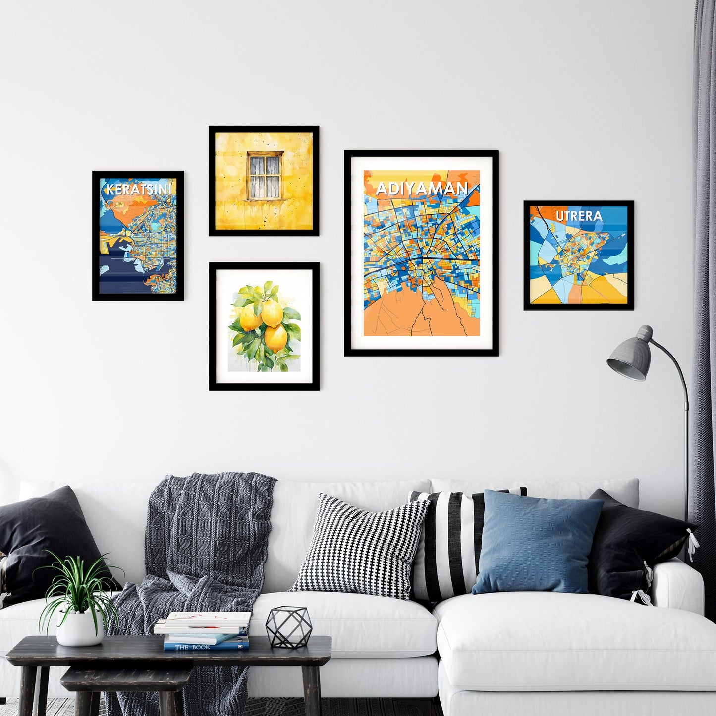 ADIYAMAN TURKEY Vibrant Colorful Art Map Poster Blue Orange