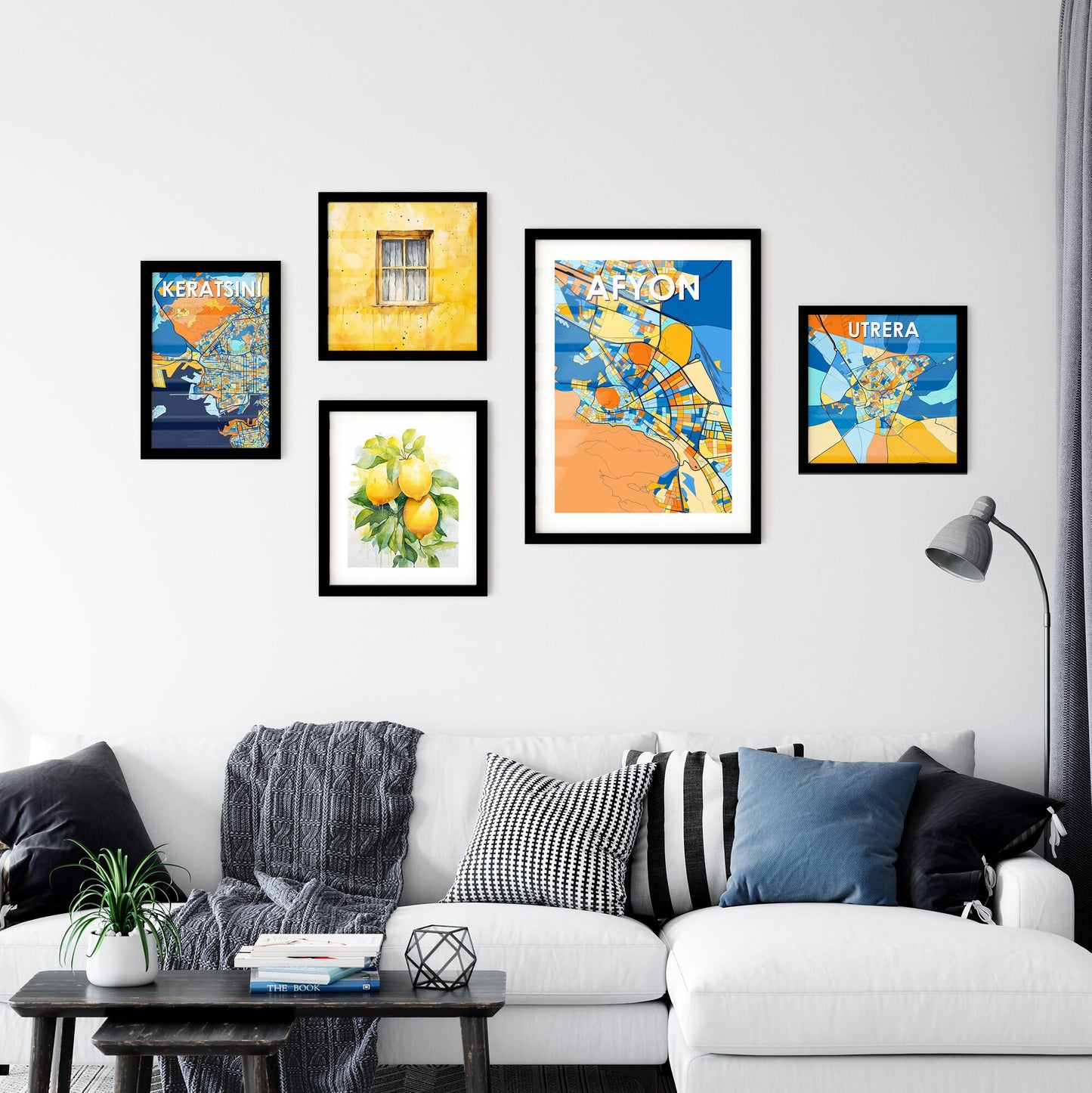 AFYON TURKEY Vibrant Colorful Art Map Poster Blue Orange