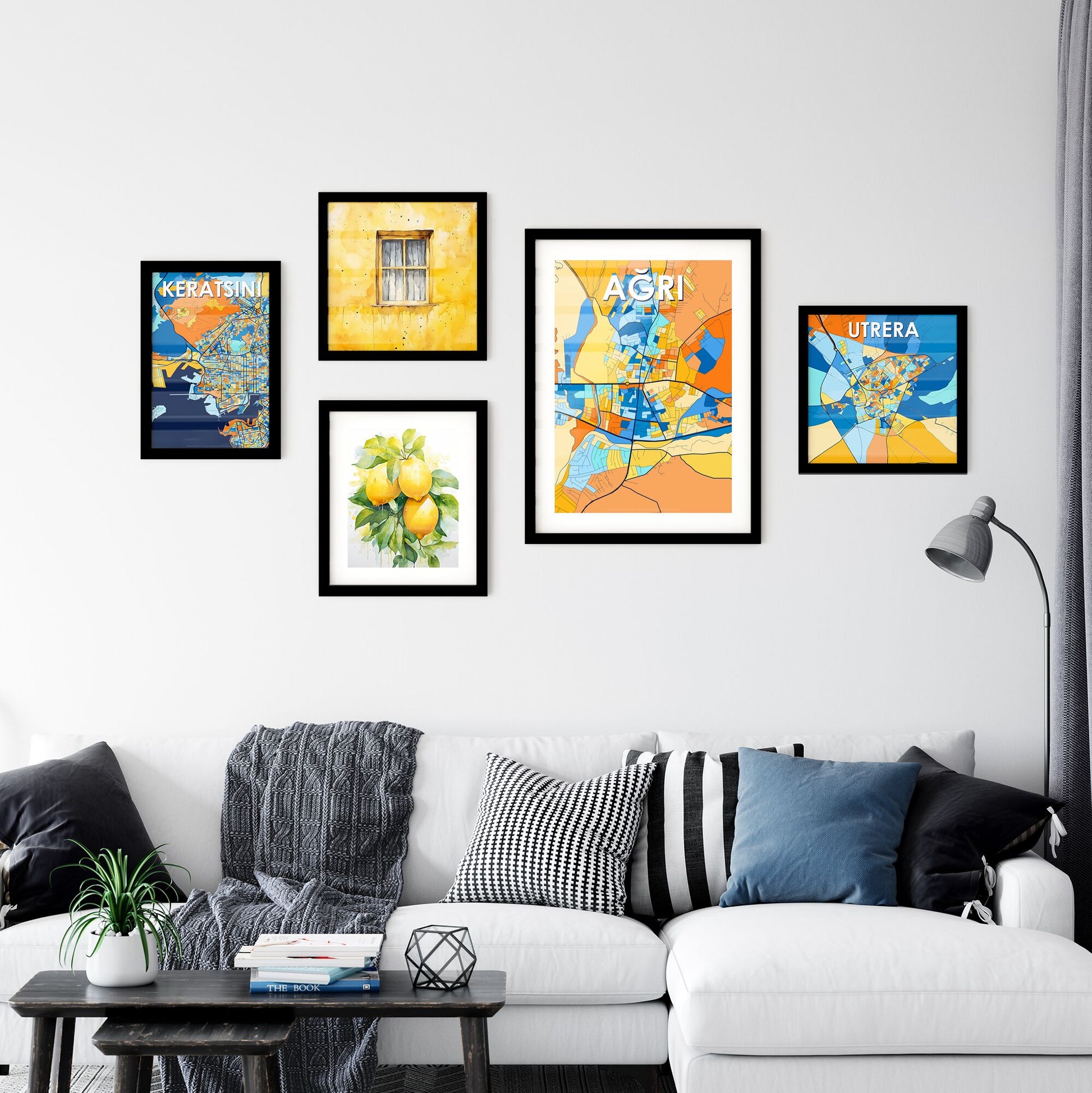 AĞRI TURKEY Vibrant Colorful Art Map Poster Blue Orange