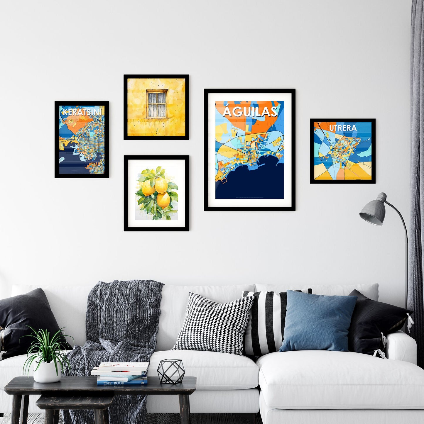 ÁGUILAS SPAIN Vibrant Colorful Art Map Poster Blue Orange