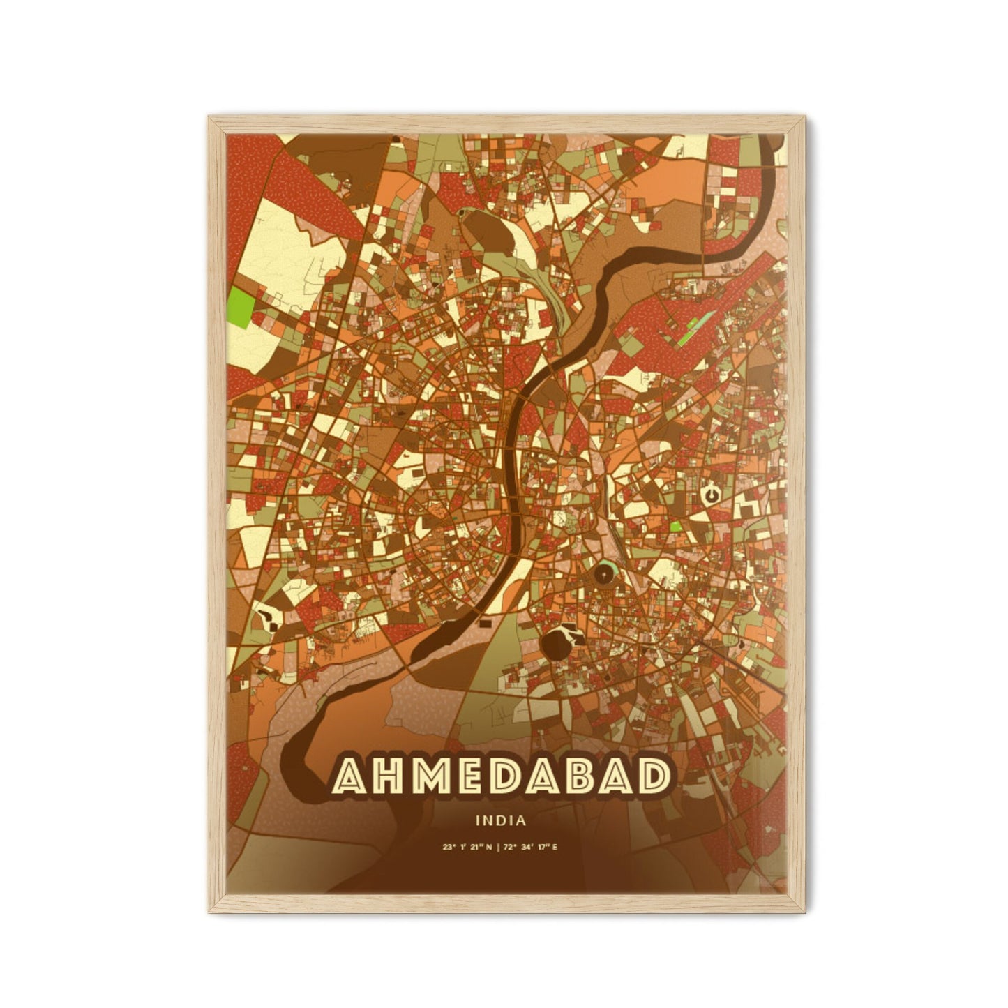 Colorful Ahmedabad India Fine Art Map Farmhouse