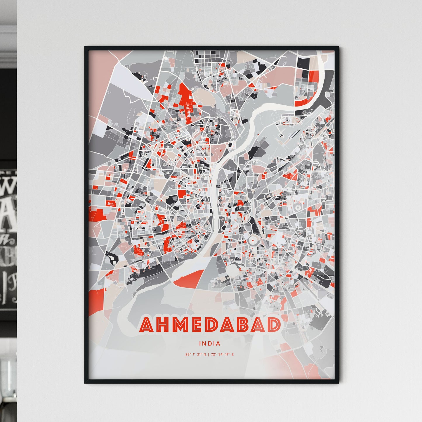 Colorful Ahmedabad India Fine Art Map Modern Expressive