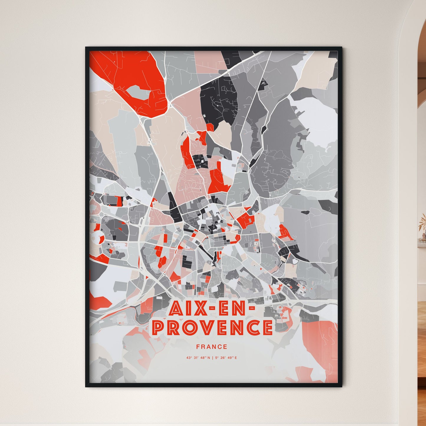 Colorful Aix-En-Provence France Fine Art Map Modern Expressive