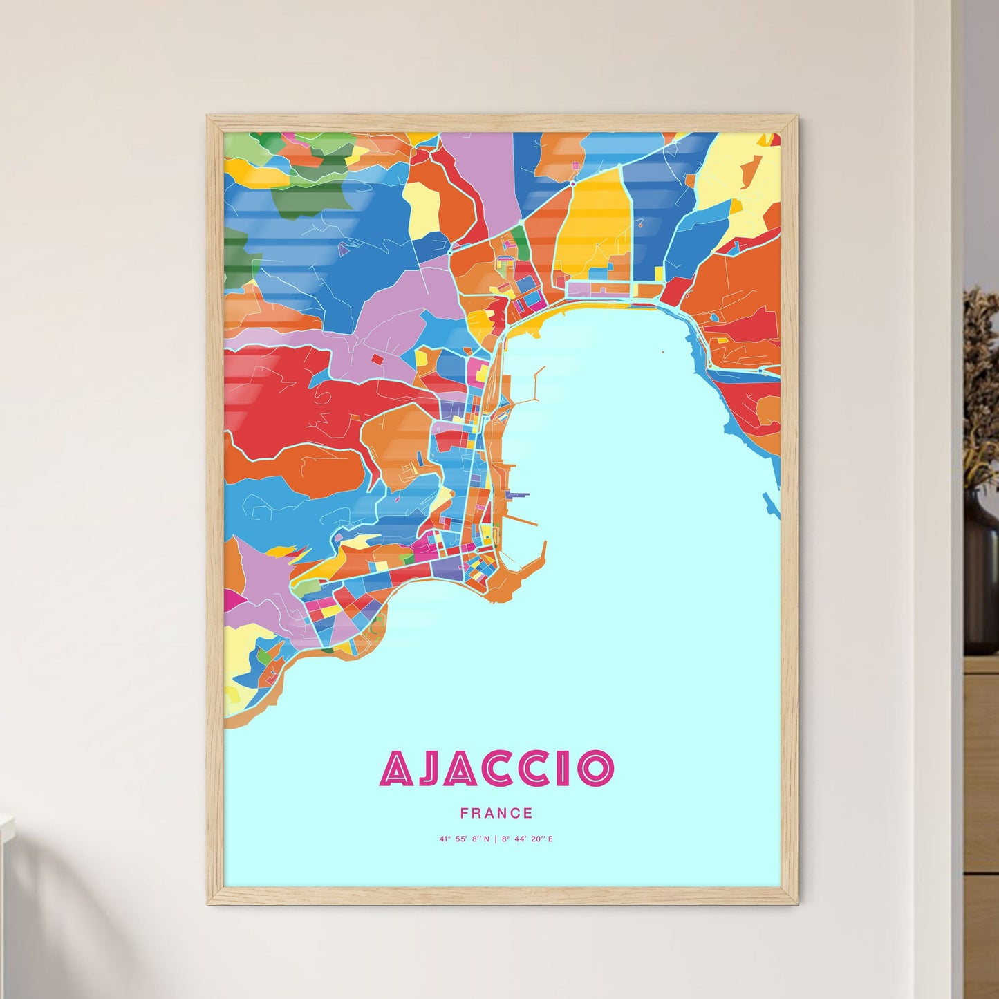 Colorful Ajaccio France Fine Art Map Crazy Colors