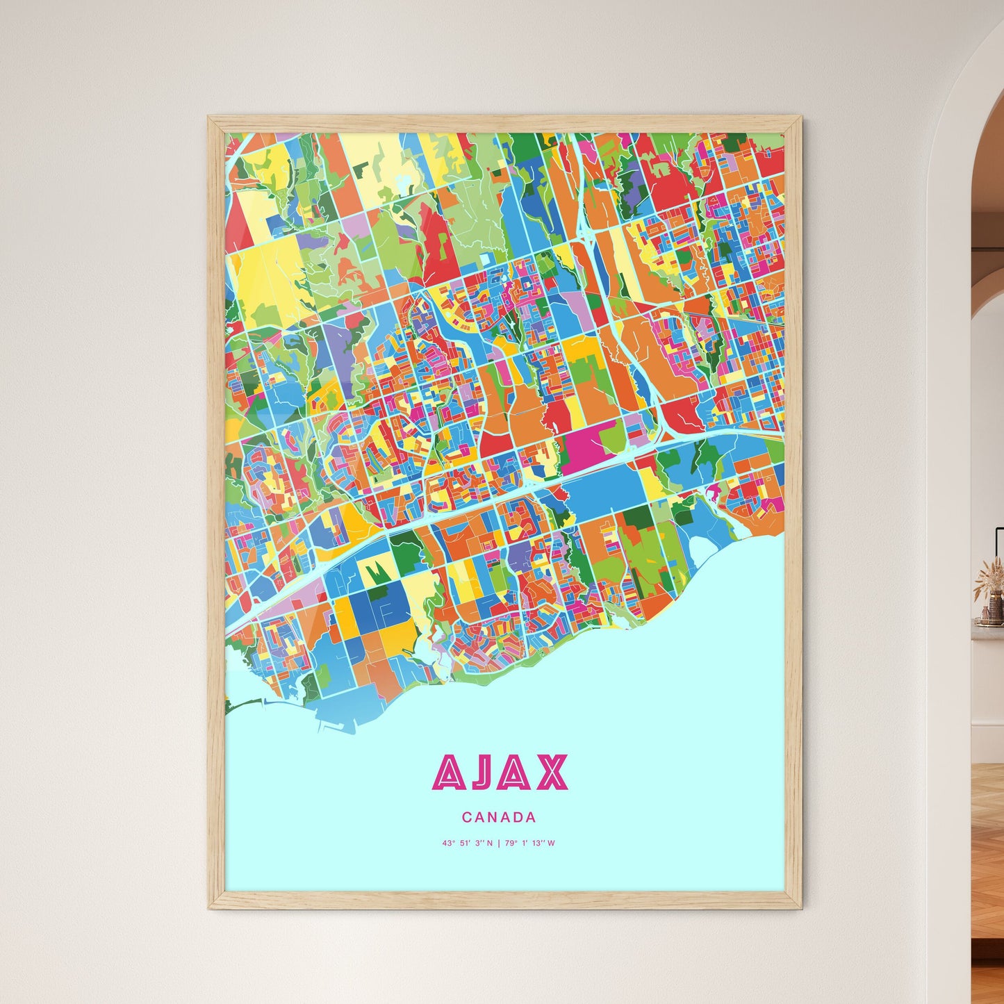 Colorful Ajax Canada Fine Art Map Crazy Colors
