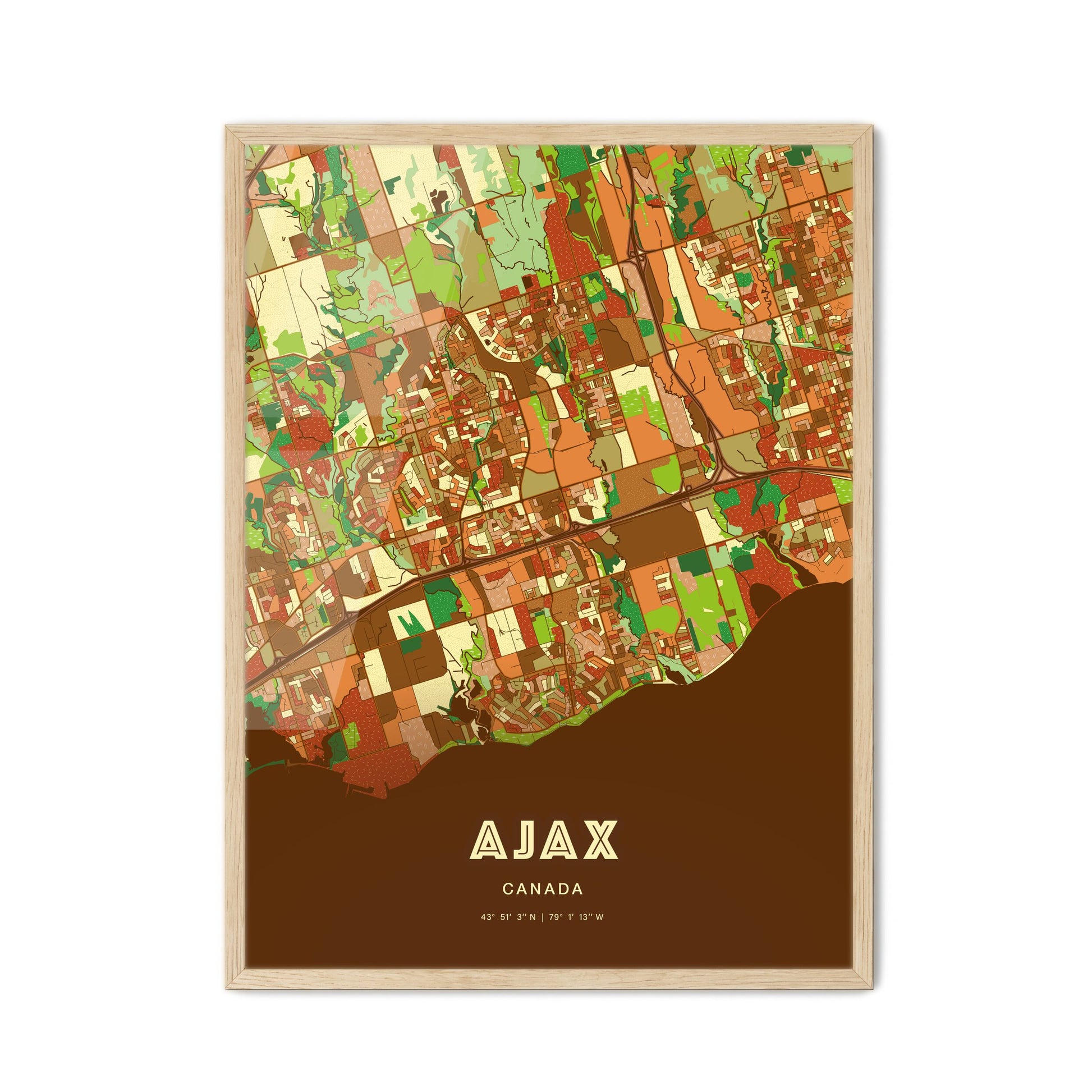 Colorful Ajax Canada Fine Art Map Farmhouse