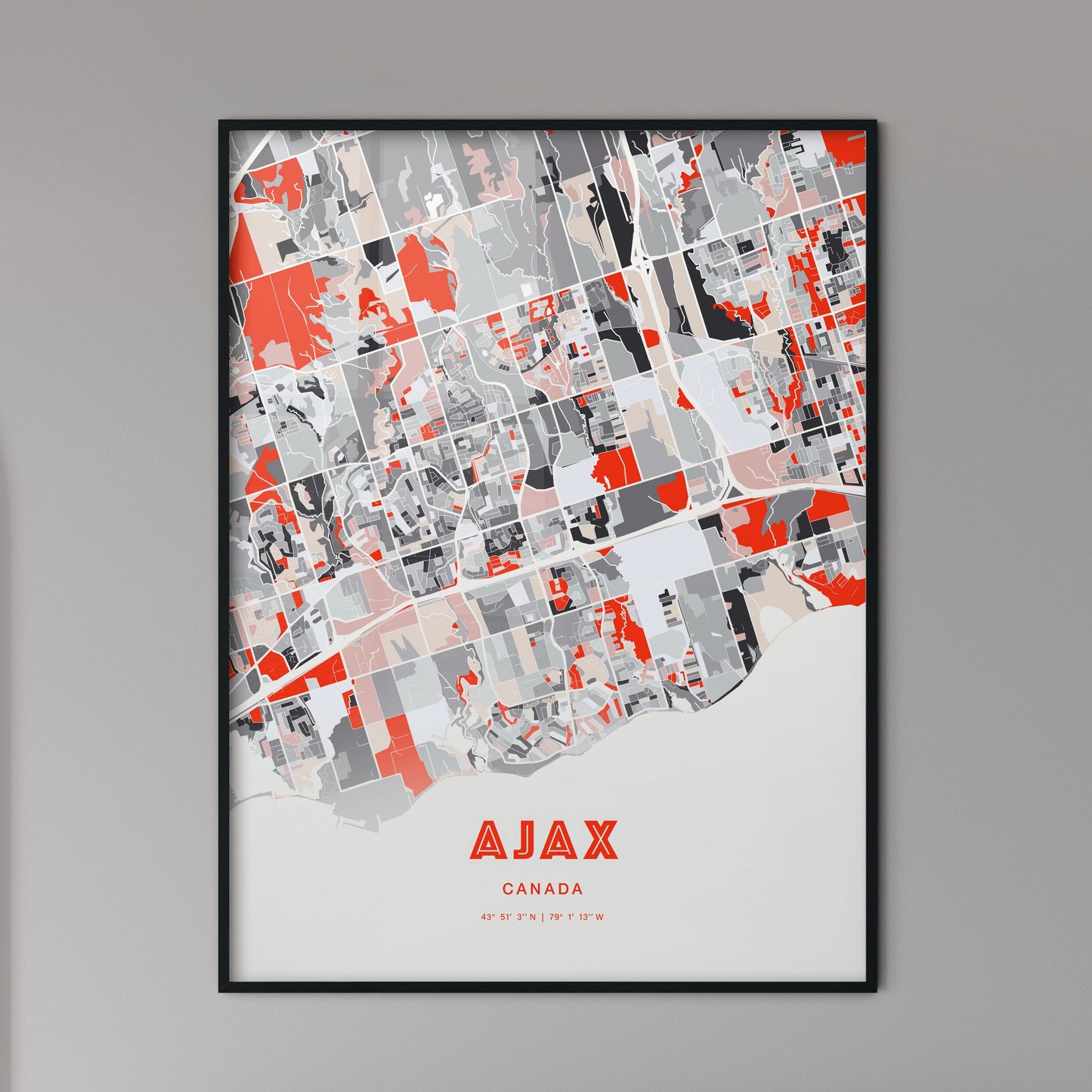 Colorful Ajax Canada Fine Art Map Modern Expressive