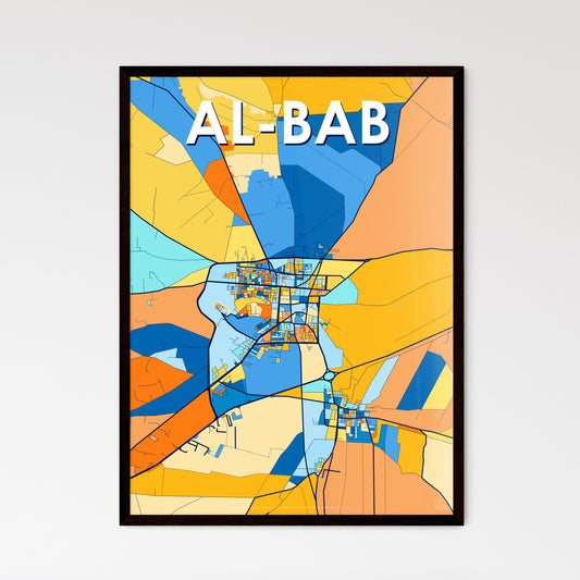 AL-BAB SYRIA Vibrant Colorful Art Map Poster Blue Orange