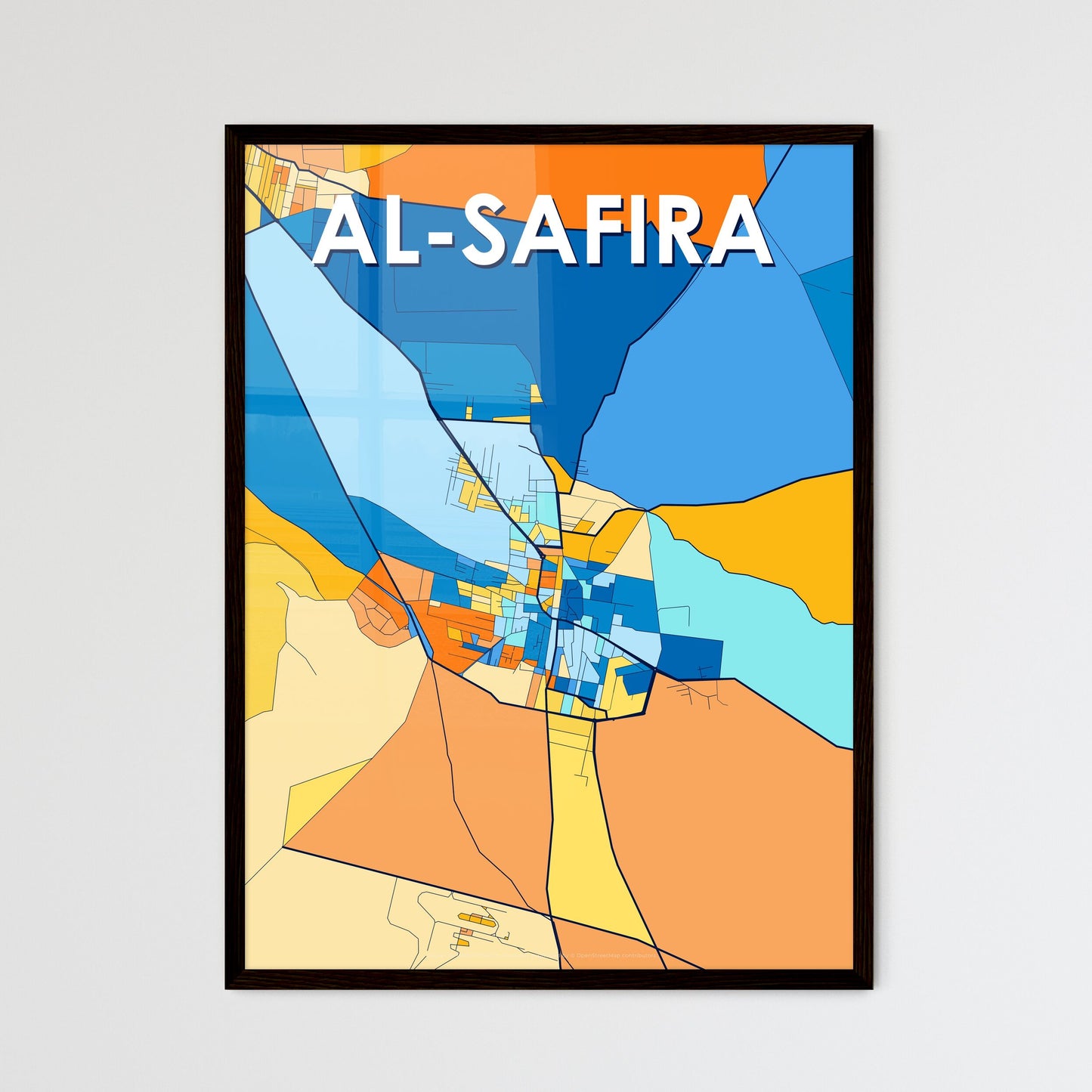 AL-SAFIRA SYRIA Vibrant Colorful Art Map Poster Blue Orange