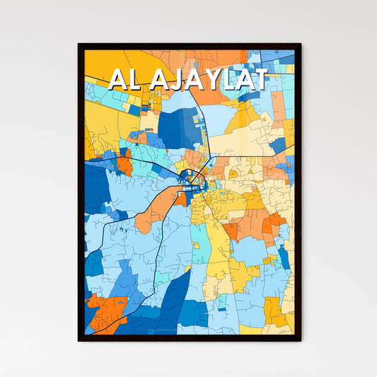 AL AJAYLAT LIBYA Vibrant Colorful Art Map Poster Blue Orange