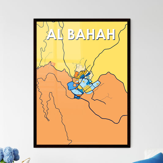 AL BAHAH SAUDI ARABIA Vibrant Colorful Art Map Poster Blue Orange