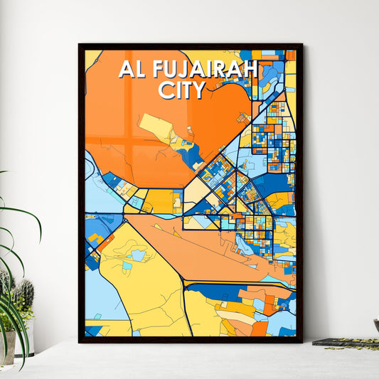 AL FUJAIRAH CITY UNITED ARAB EMIRATES Vibrant Colorful Art Map Poster Blue Orange