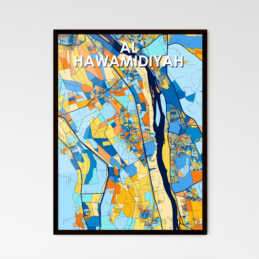 AL HAWAMIDIYAH EGYPT Vibrant Colorful Art Map Poster Blue Orange