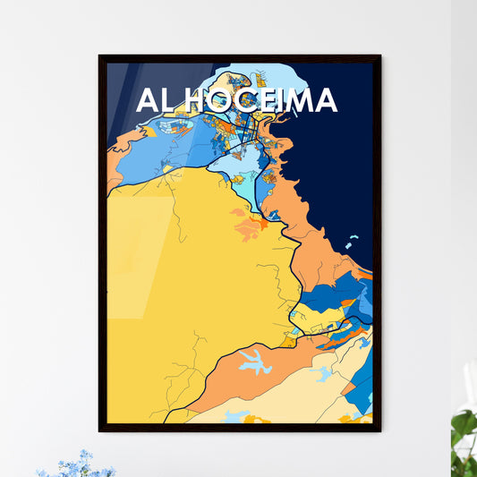 AL HOCEIMA MOROCCO Vibrant Colorful Art Map Poster Blue Orange