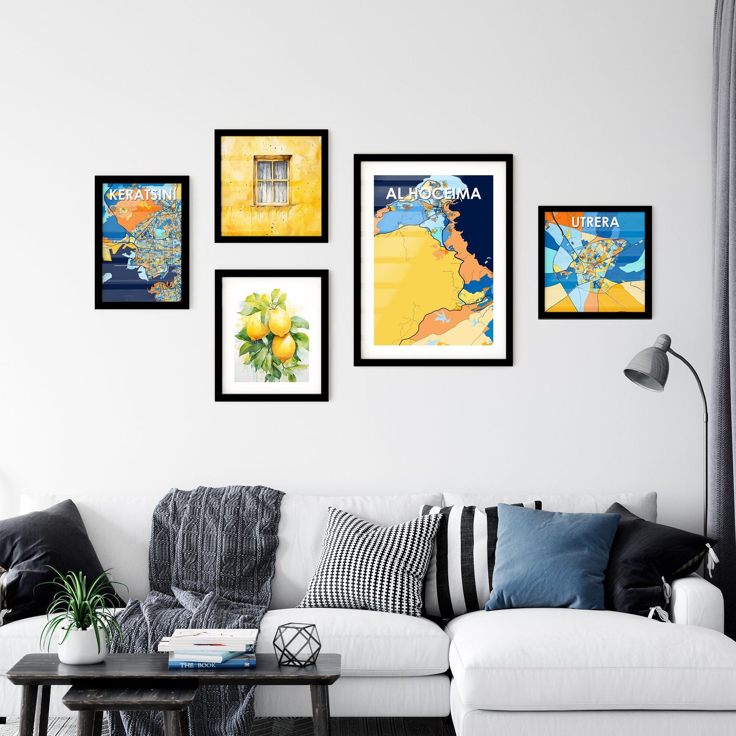 AL HOCEIMA MOROCCO Vibrant Colorful Art Map Poster Blue Orange