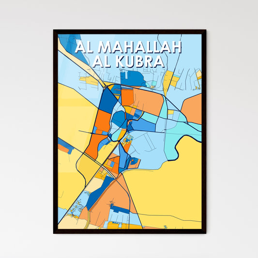 AL MAHALLAH AL KUBRA EGYPT Vibrant Colorful Art Map Poster Blue Orange