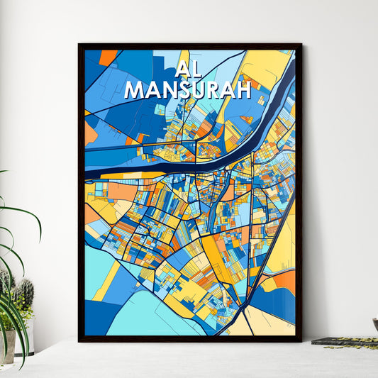 AL MANSURAH EGYPT Vibrant Colorful Art Map Poster Blue Orange