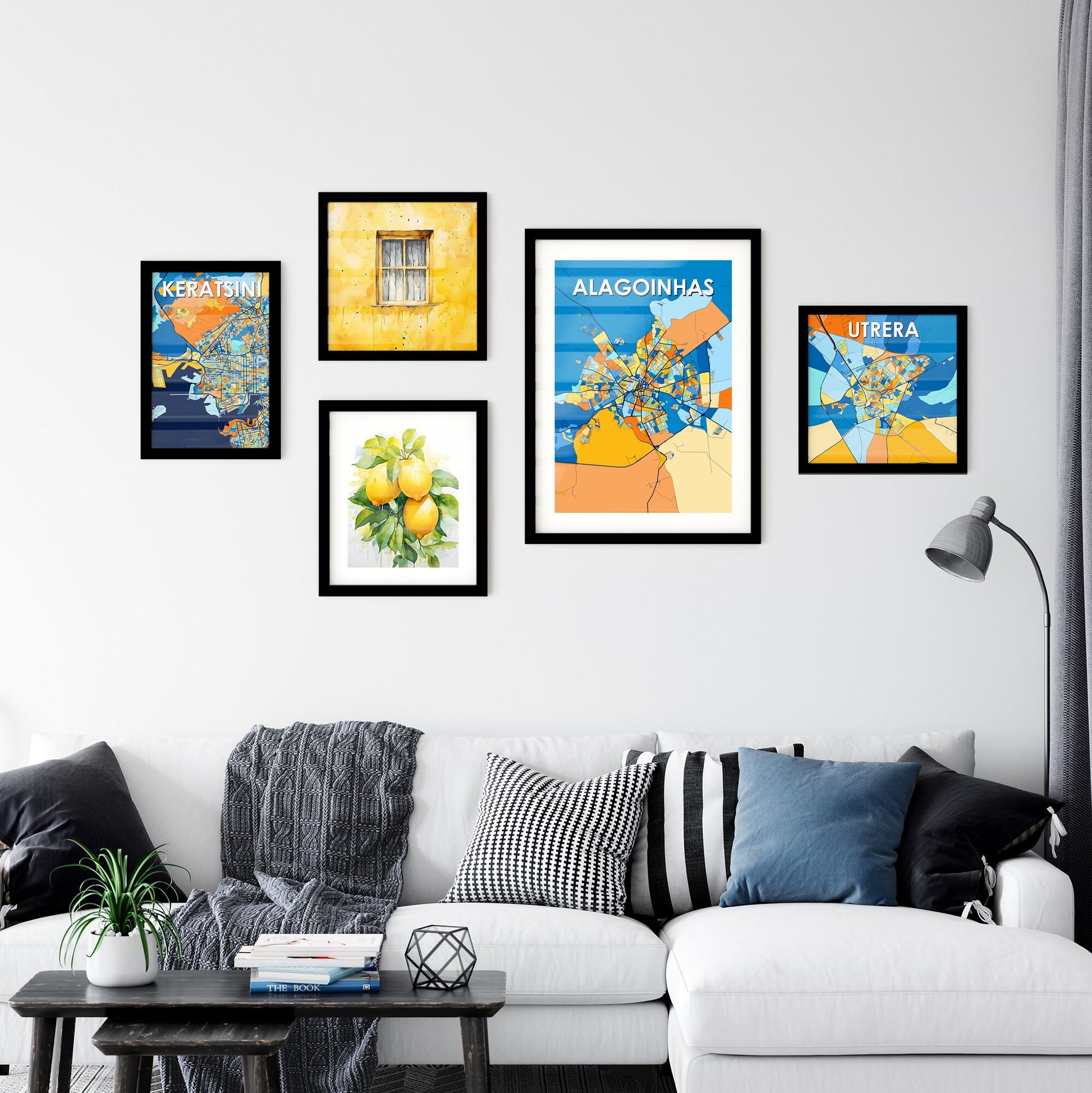 ALAGOINHAS BRAZIL Vibrant Colorful Art Map Poster Blue Orange