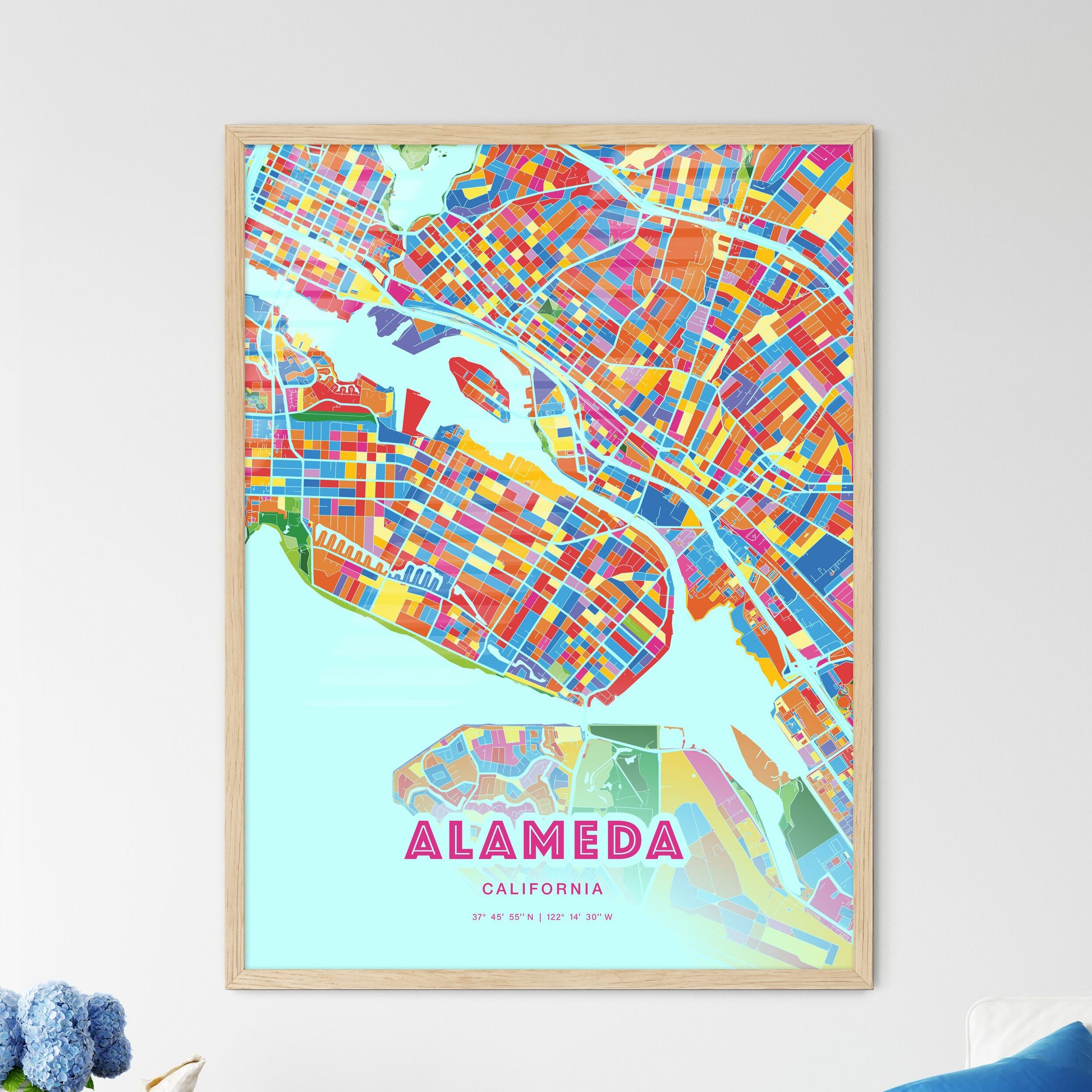 Colorful Alameda California Fine Art Map Crazy Colors