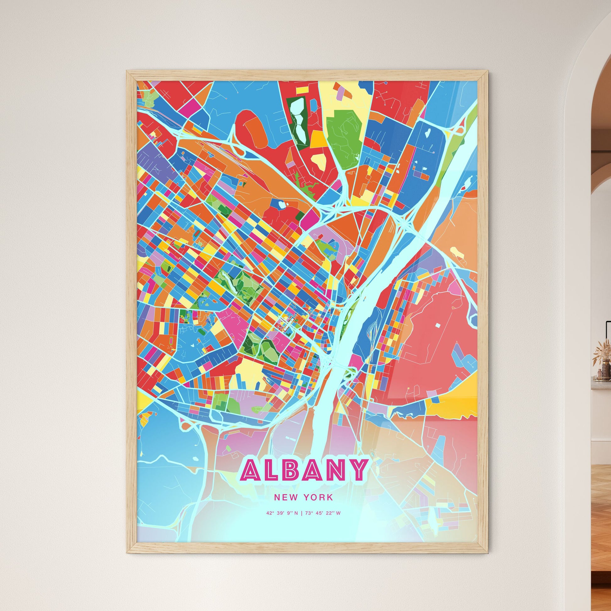 Colorful Albany New York Fine Art Map Crazy Colors