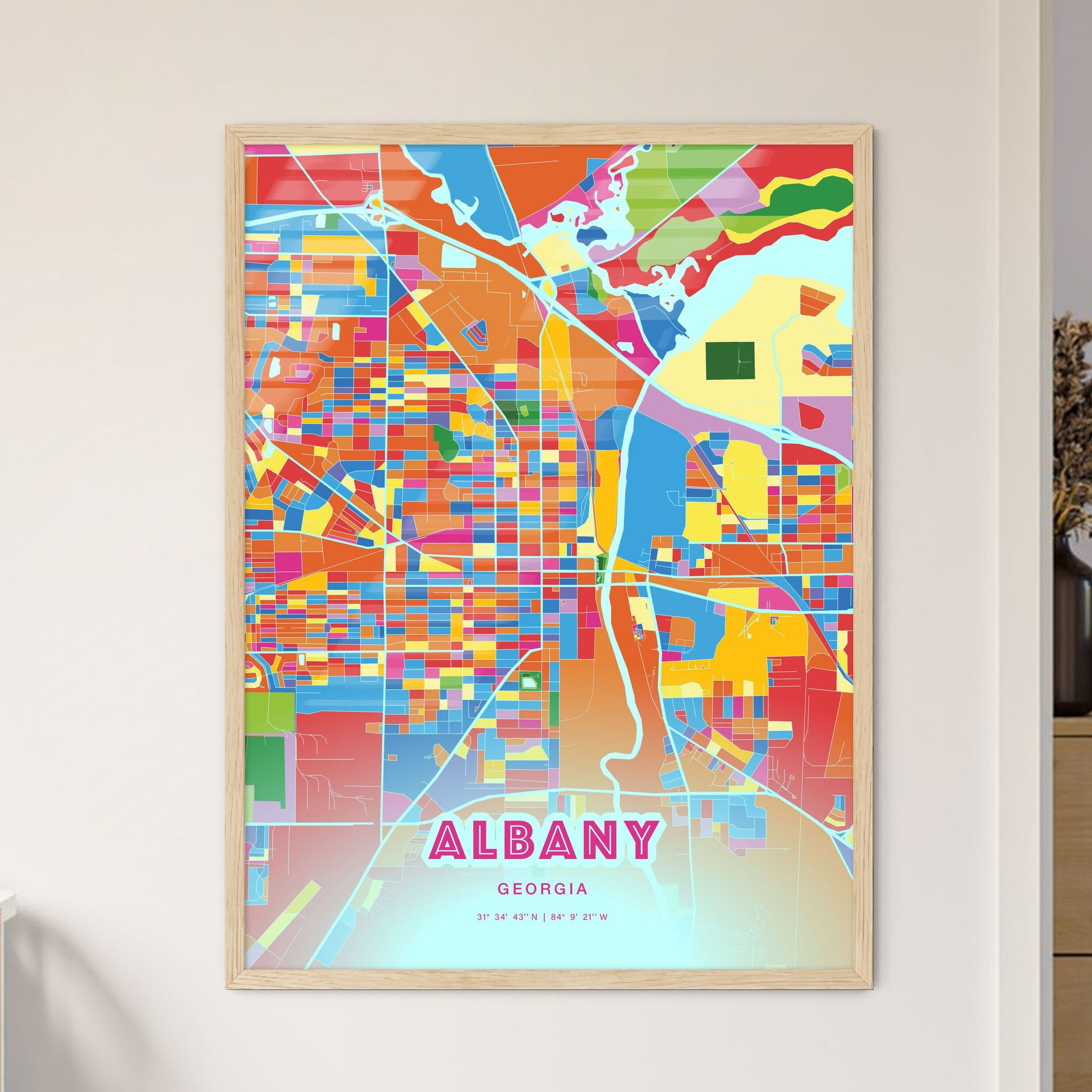 Colorful Albany Georgia Fine Art Map Crazy Colors