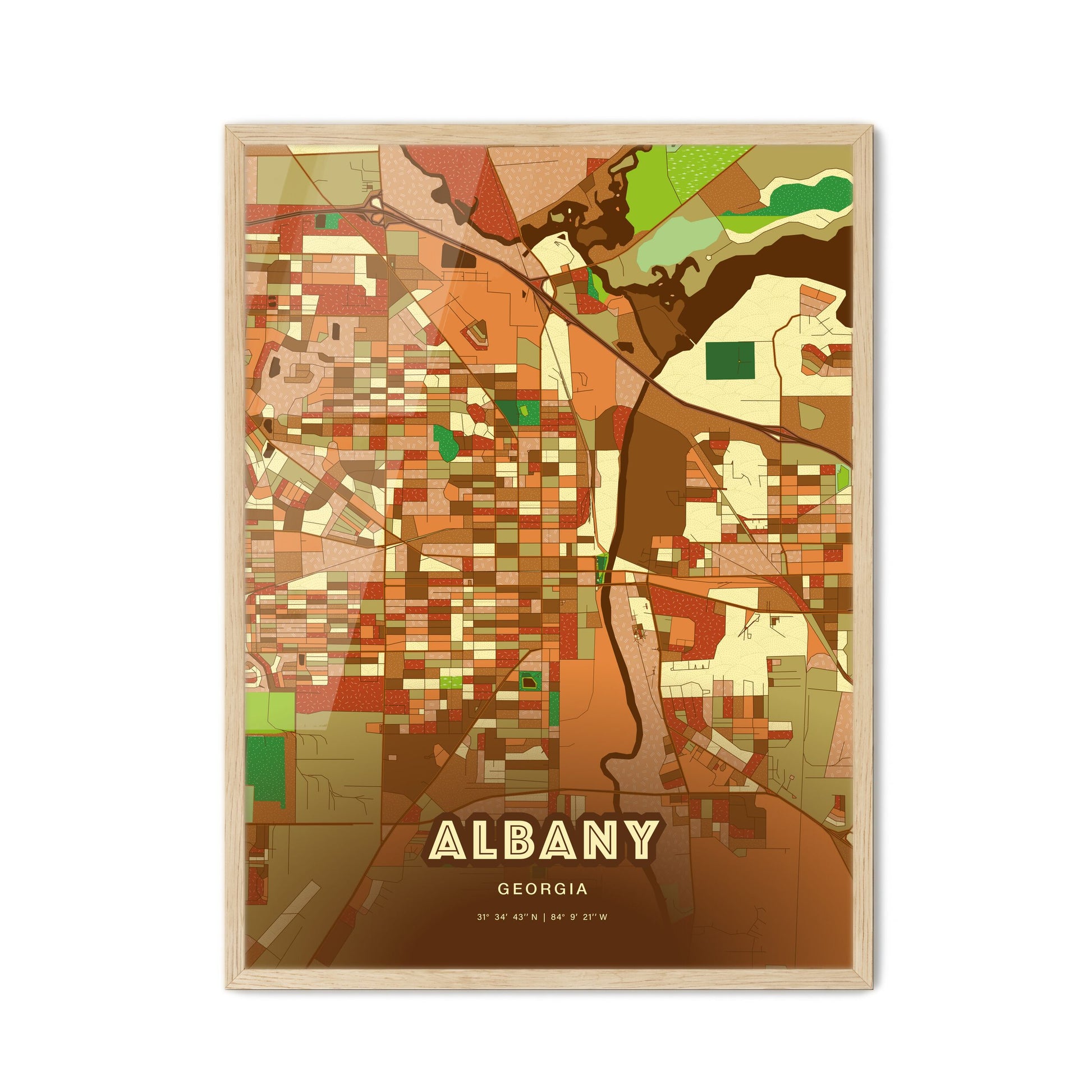 Colorful Albany Georgia Fine Art Map Farmhouse