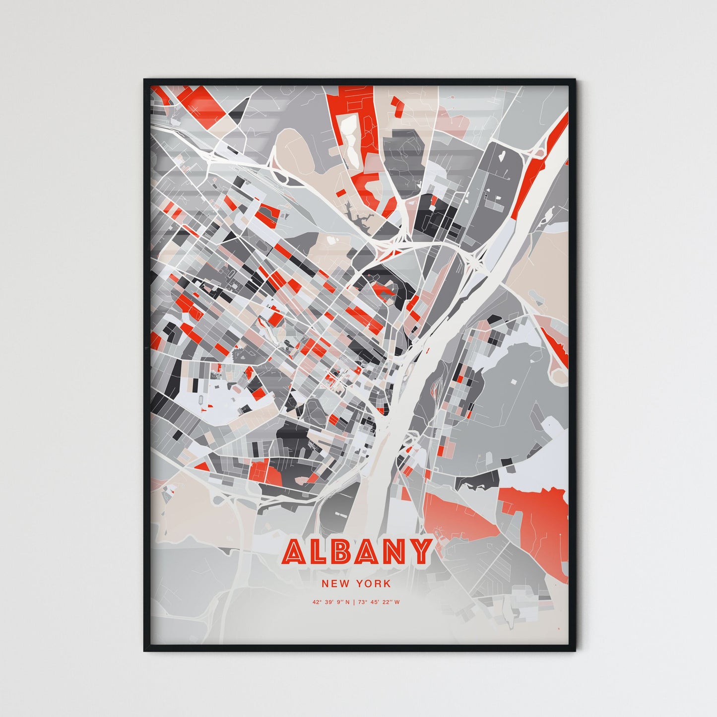 Colorful Albany New York Fine Art Map Modern Expressive