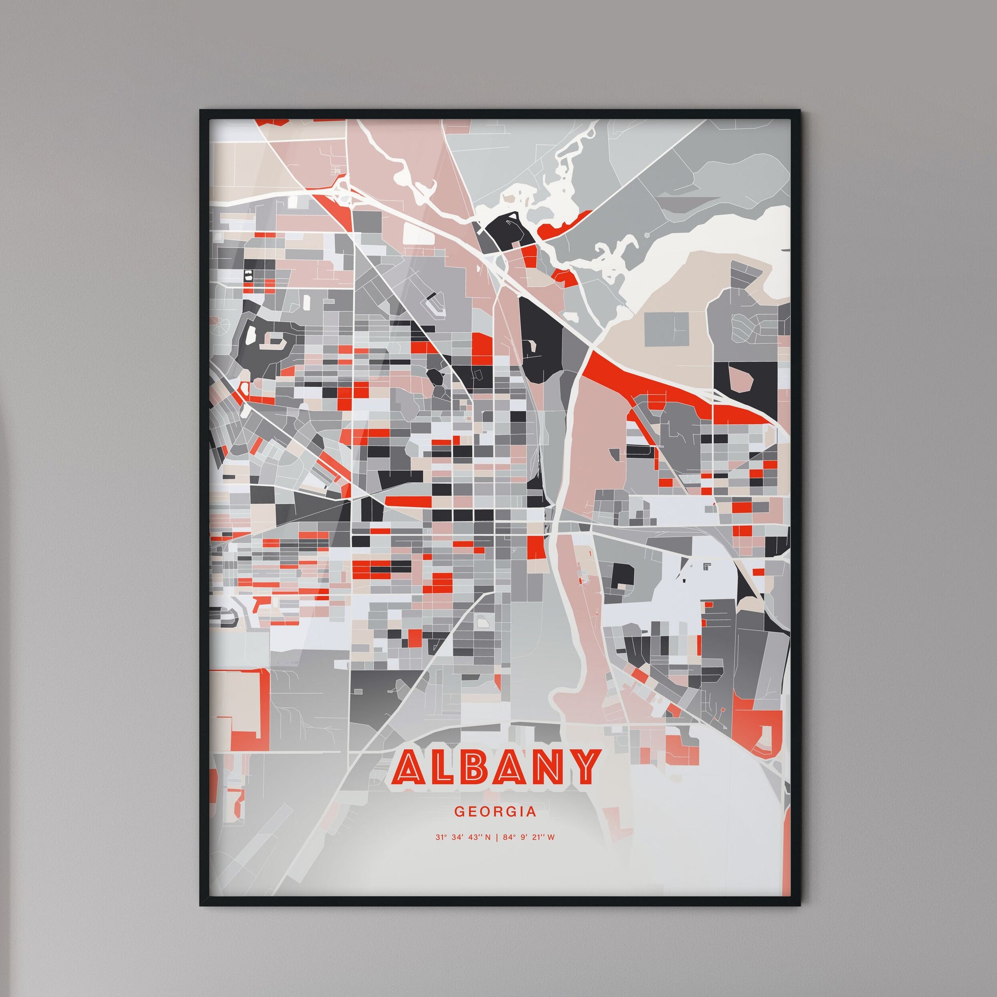 Colorful Albany Georgia Fine Art Map Modern Expressive
