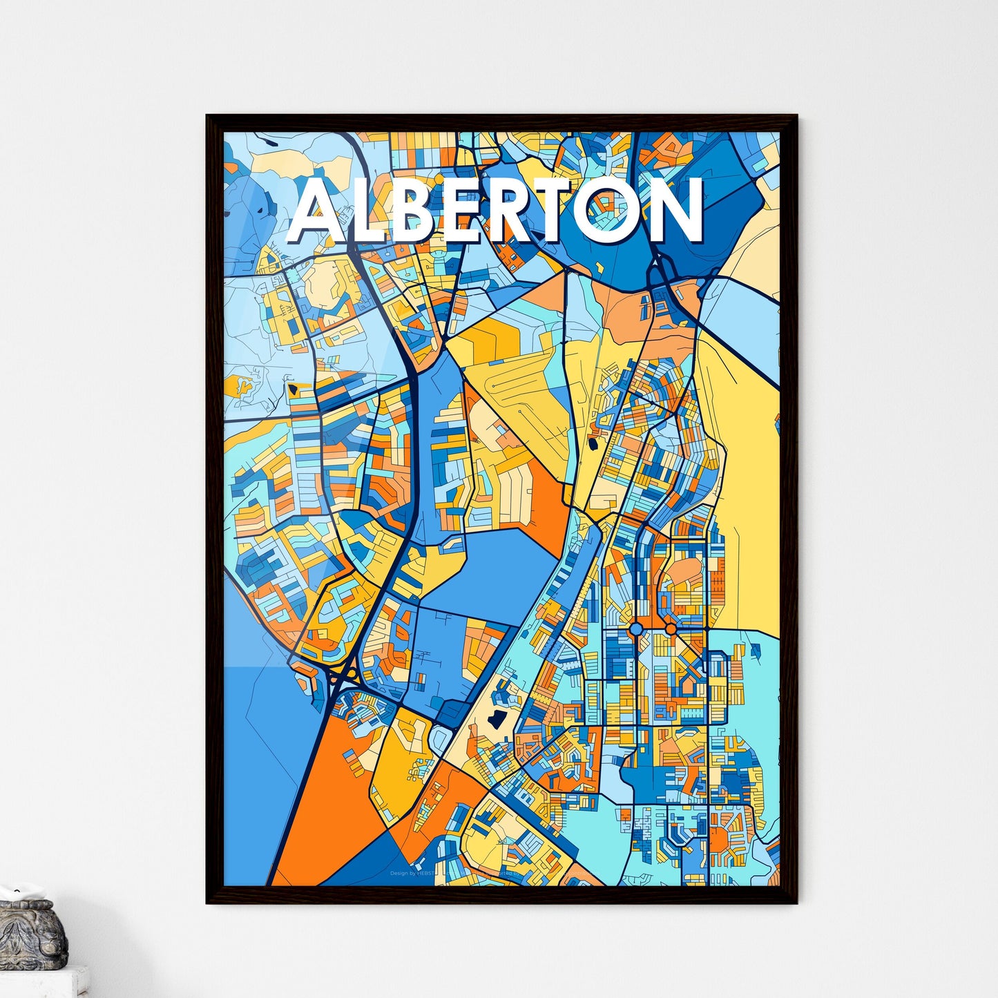 ALBERTON SOUTH AFRICA Vibrant Colorful Art Map Poster Blue Orange