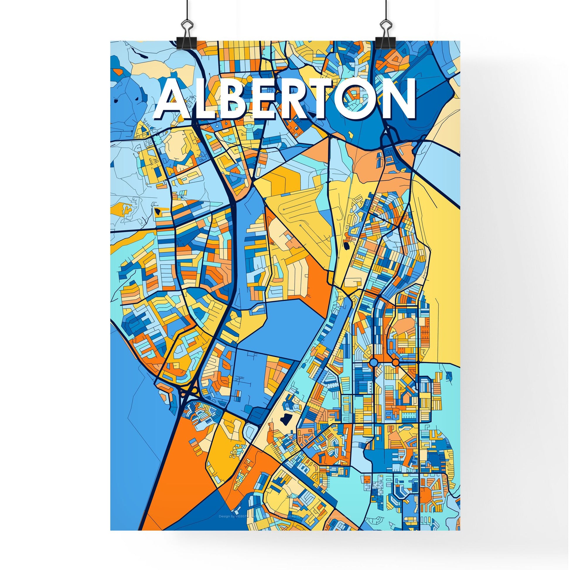 ALBERTON SOUTH AFRICA Vibrant Colorful Art Map Poster Blue Orange