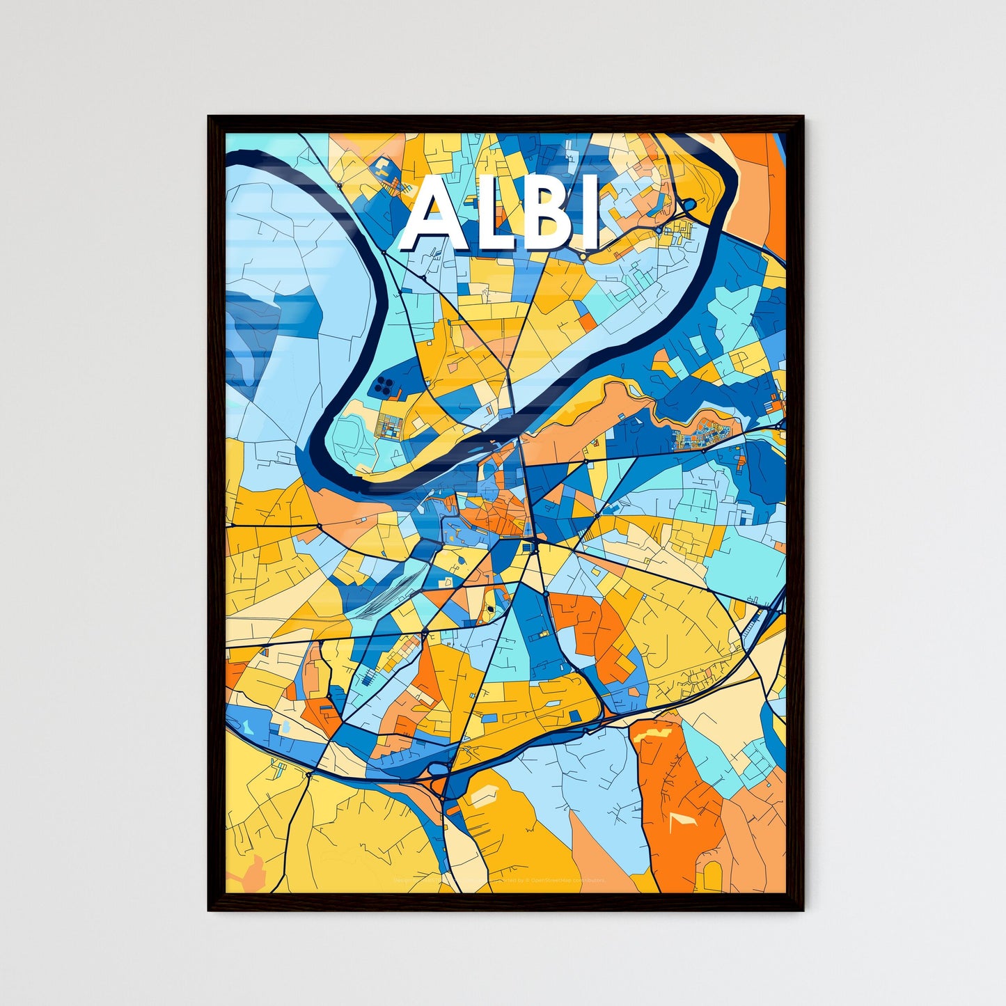 ALBI FRANCE Vibrant Colorful Art Map Poster Blue Orange