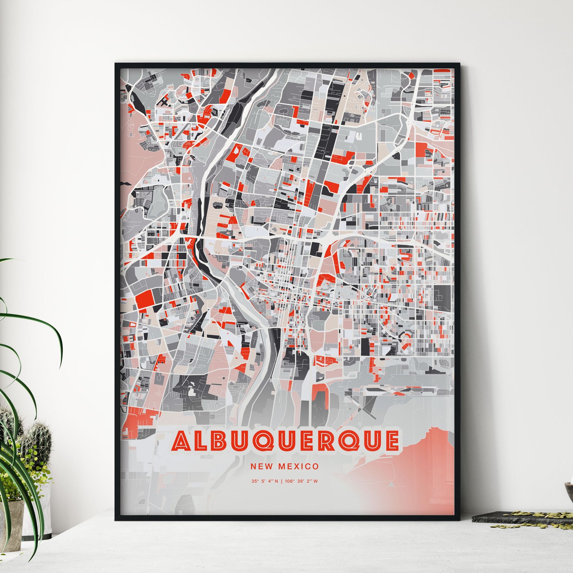 Colorful Albuquerque New Mexico Fine Art Map Modern Expressive