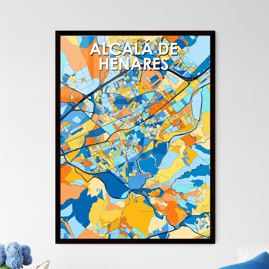 ALCALÁ DE HENARES SPAIN Vibrant Colorful Art Map Poster Blue Orange