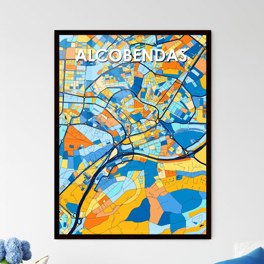 ALCOBENDAS SPAIN Vibrant Colorful Art Map Poster Blue Orange