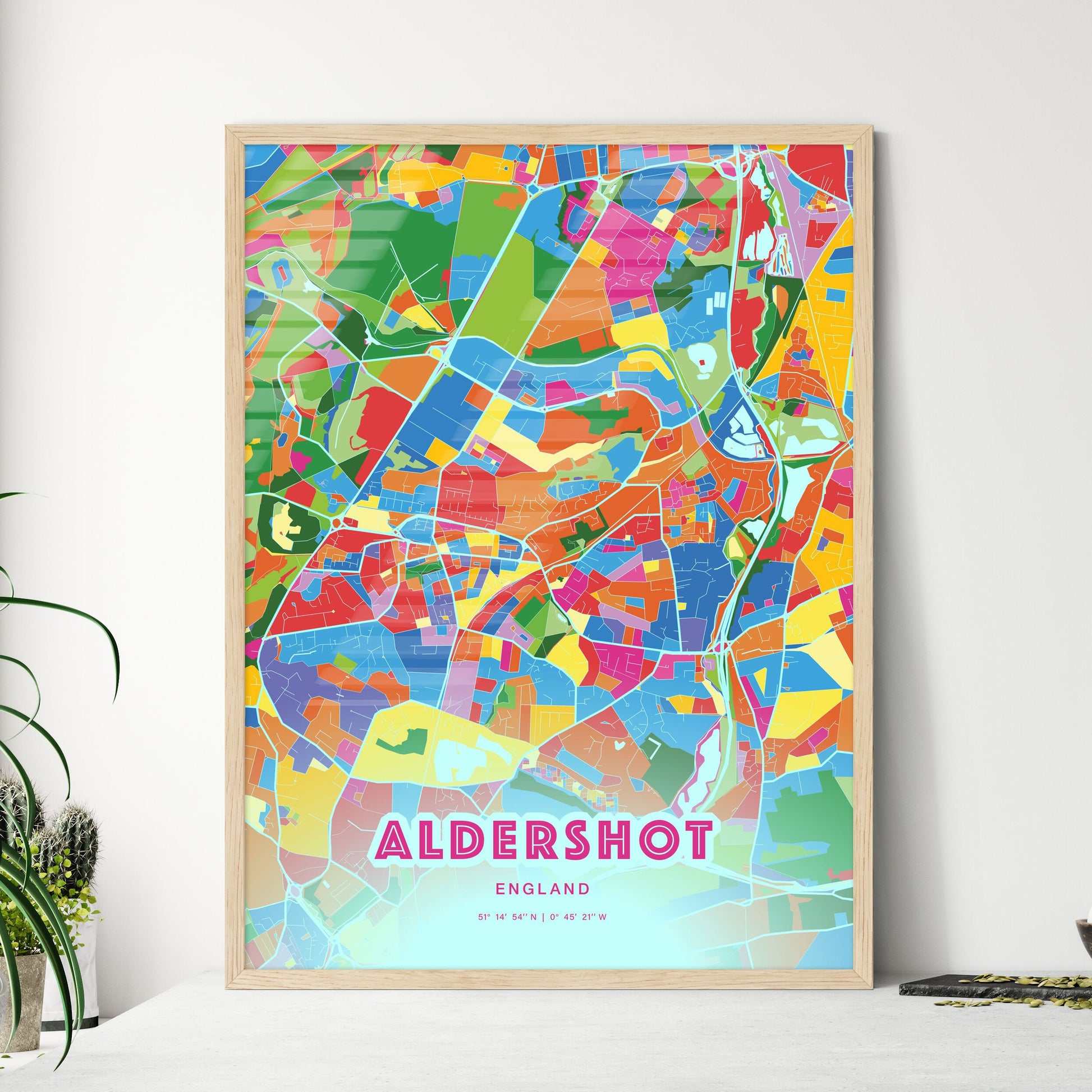 Colorful Aldershot England Fine Art Map Crazy Colors